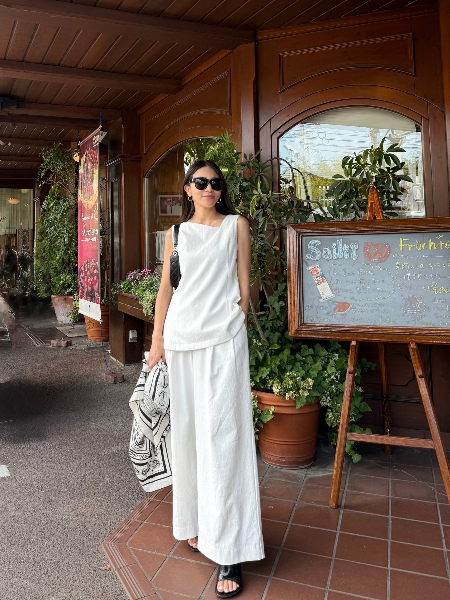 Lady linen like pants(White)