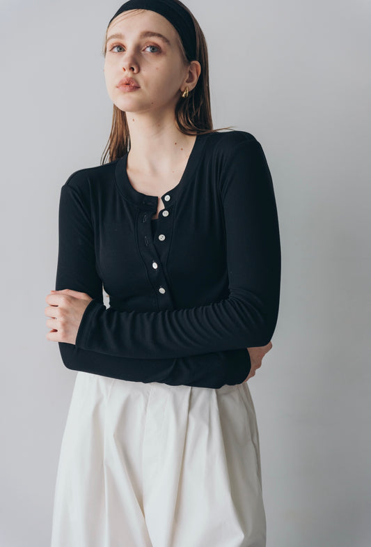 Compact cutsew cardigan (Black)