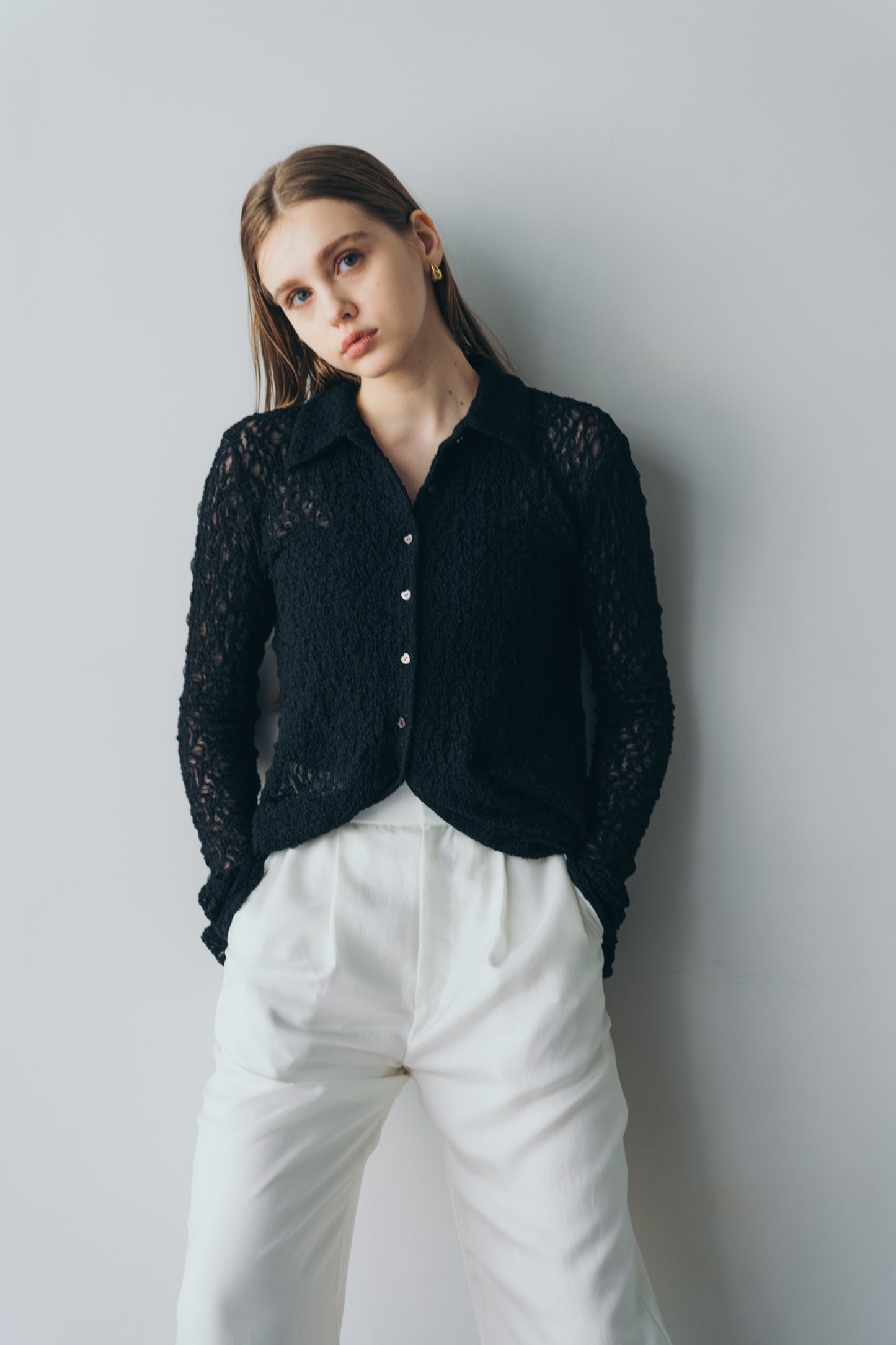 Lady lace shirt - Black