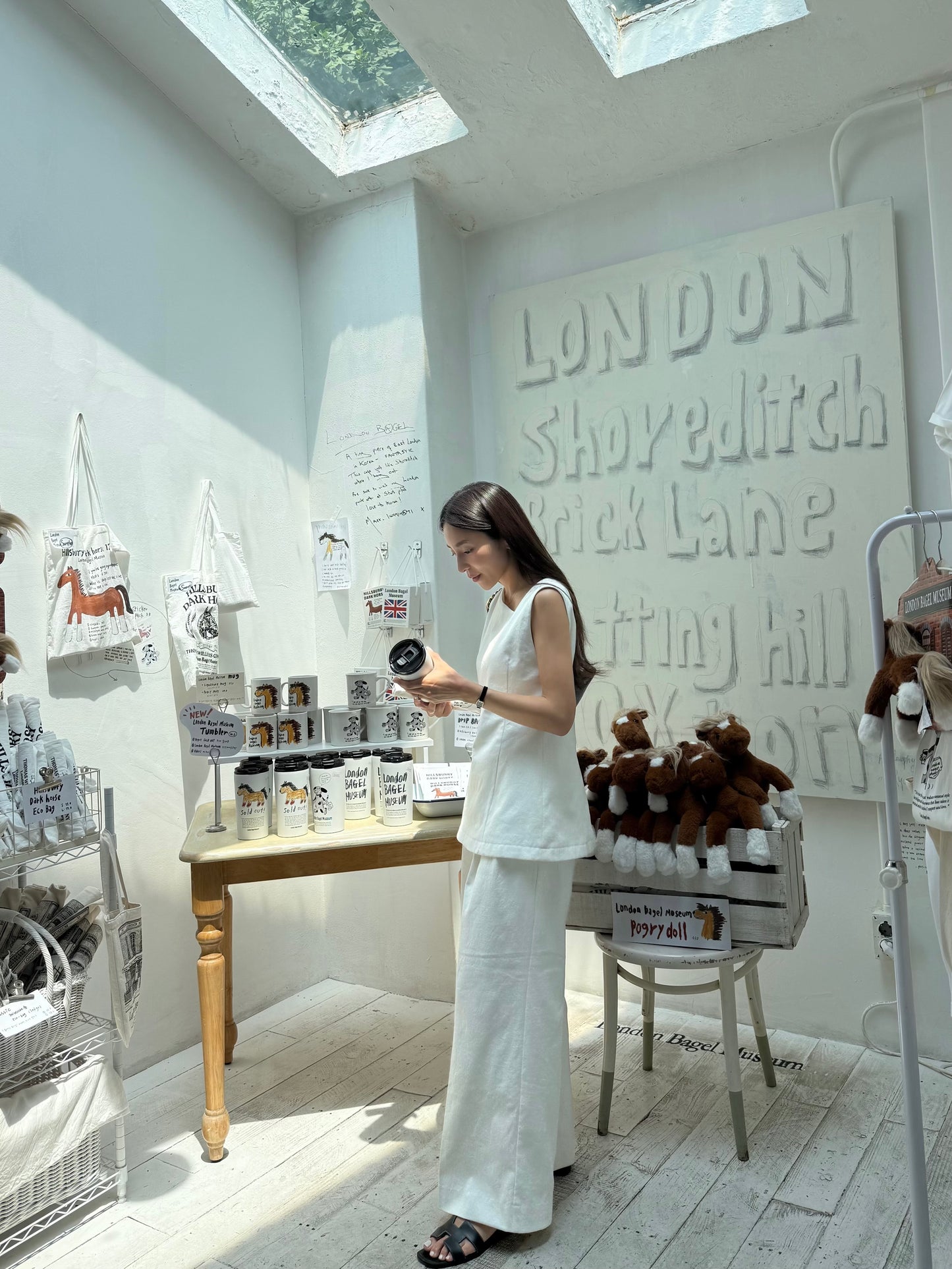 Lady linen like pants(White)