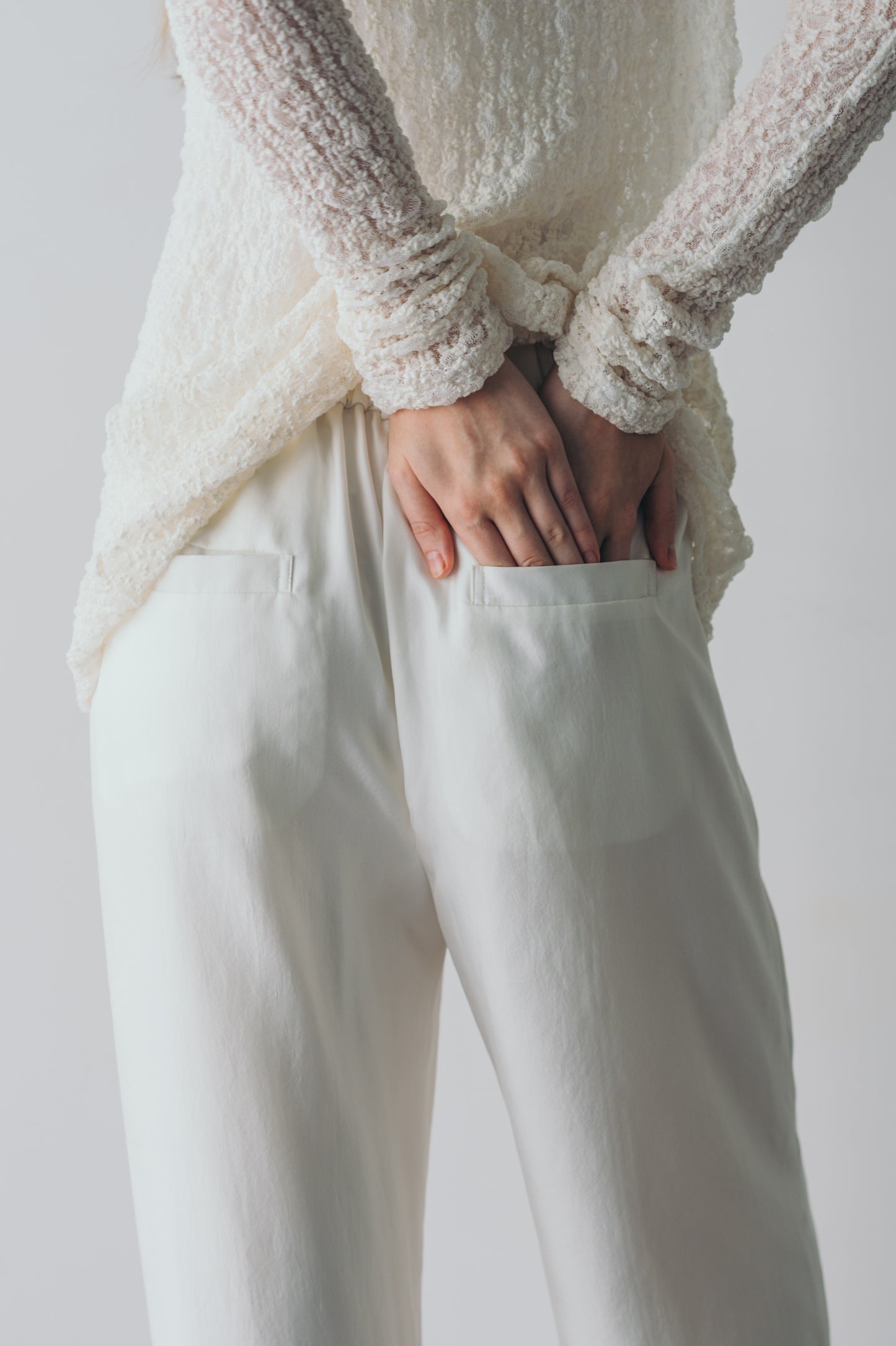 Satin wide pants - White