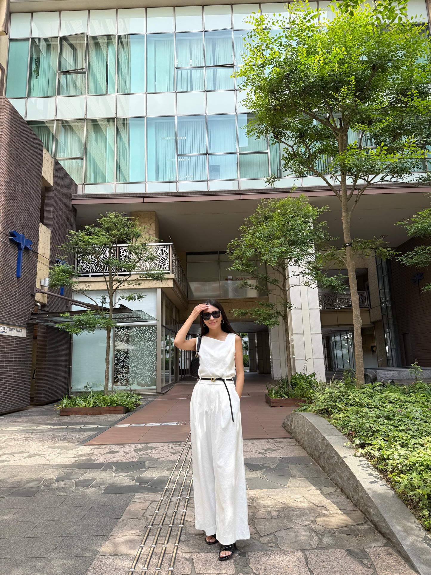 Lady linen like pants(White)