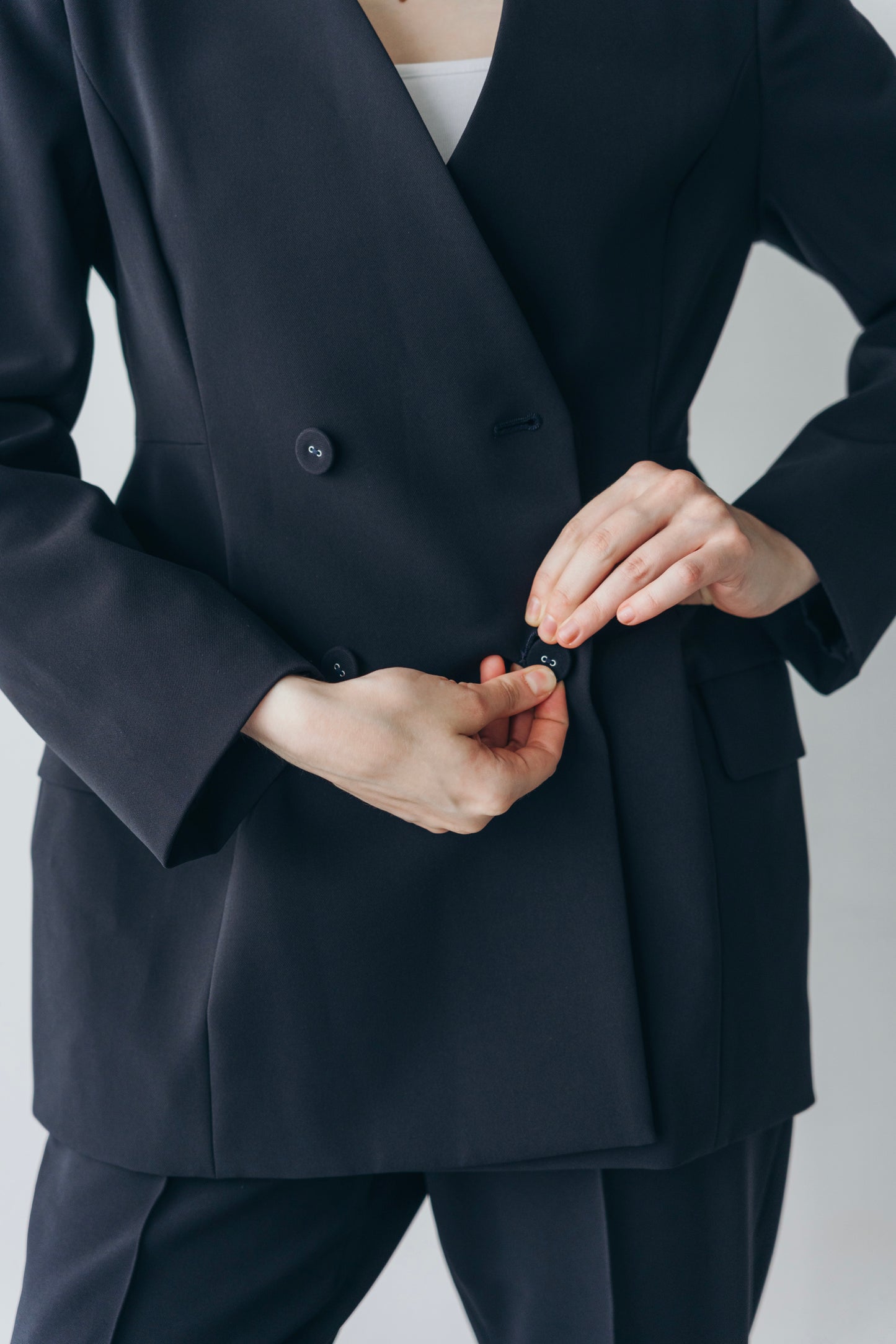 Ruffle 2way Peplum Jacket -Navy