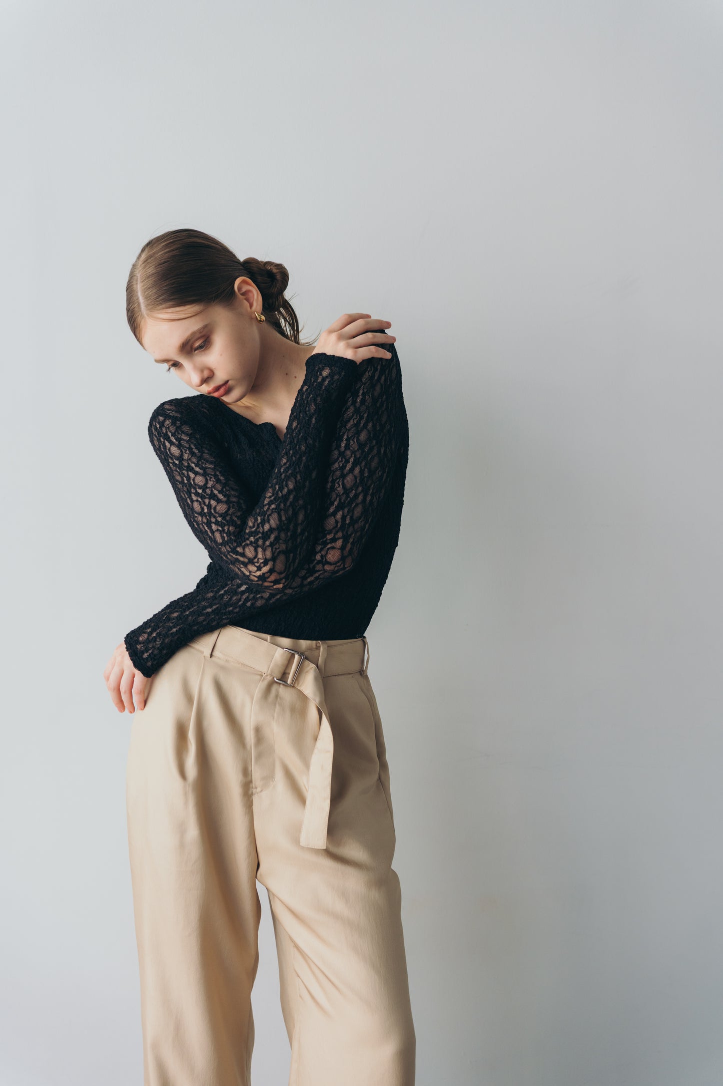 Satin wide pants - beige