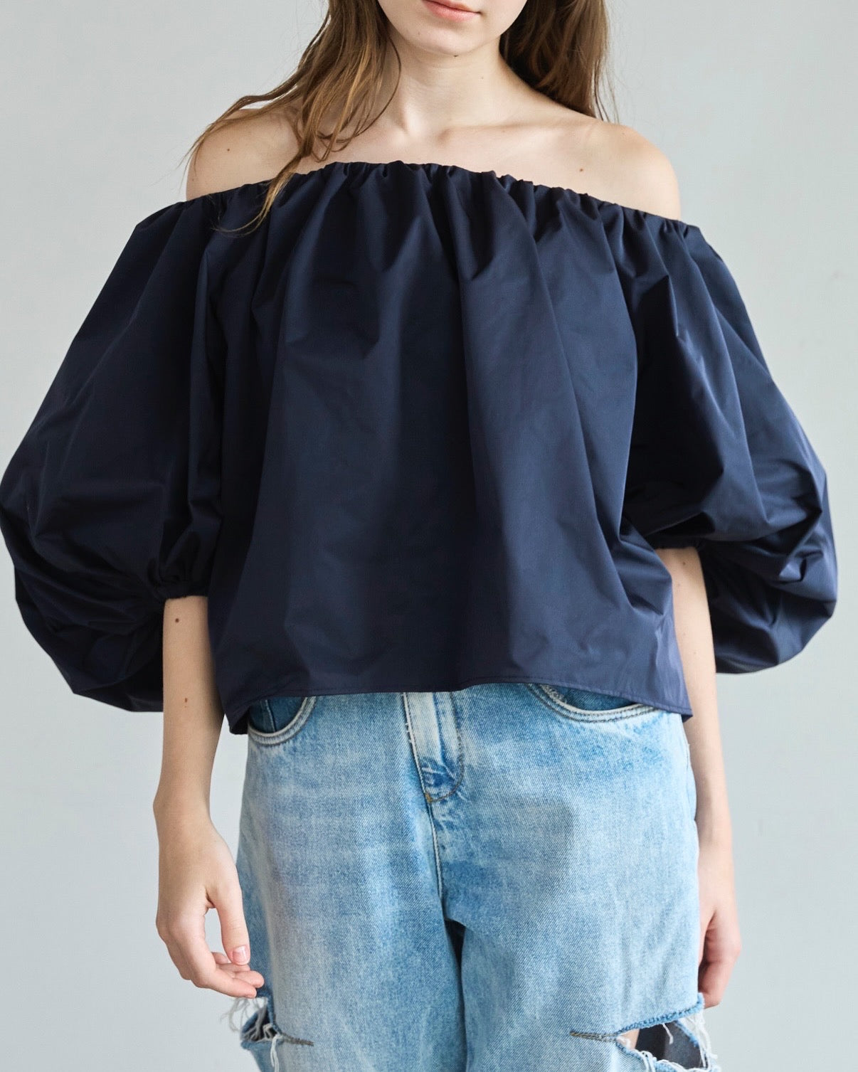 Otona whip off shoulder(Navy)