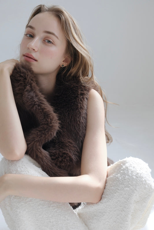 Eco fur vest / brown