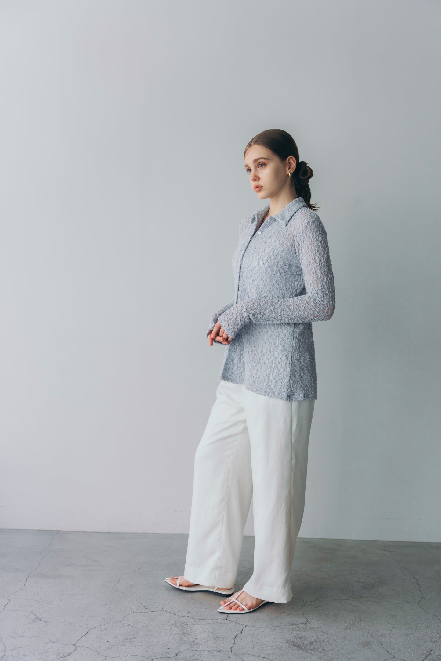 Lady lace shirt - Blue grey