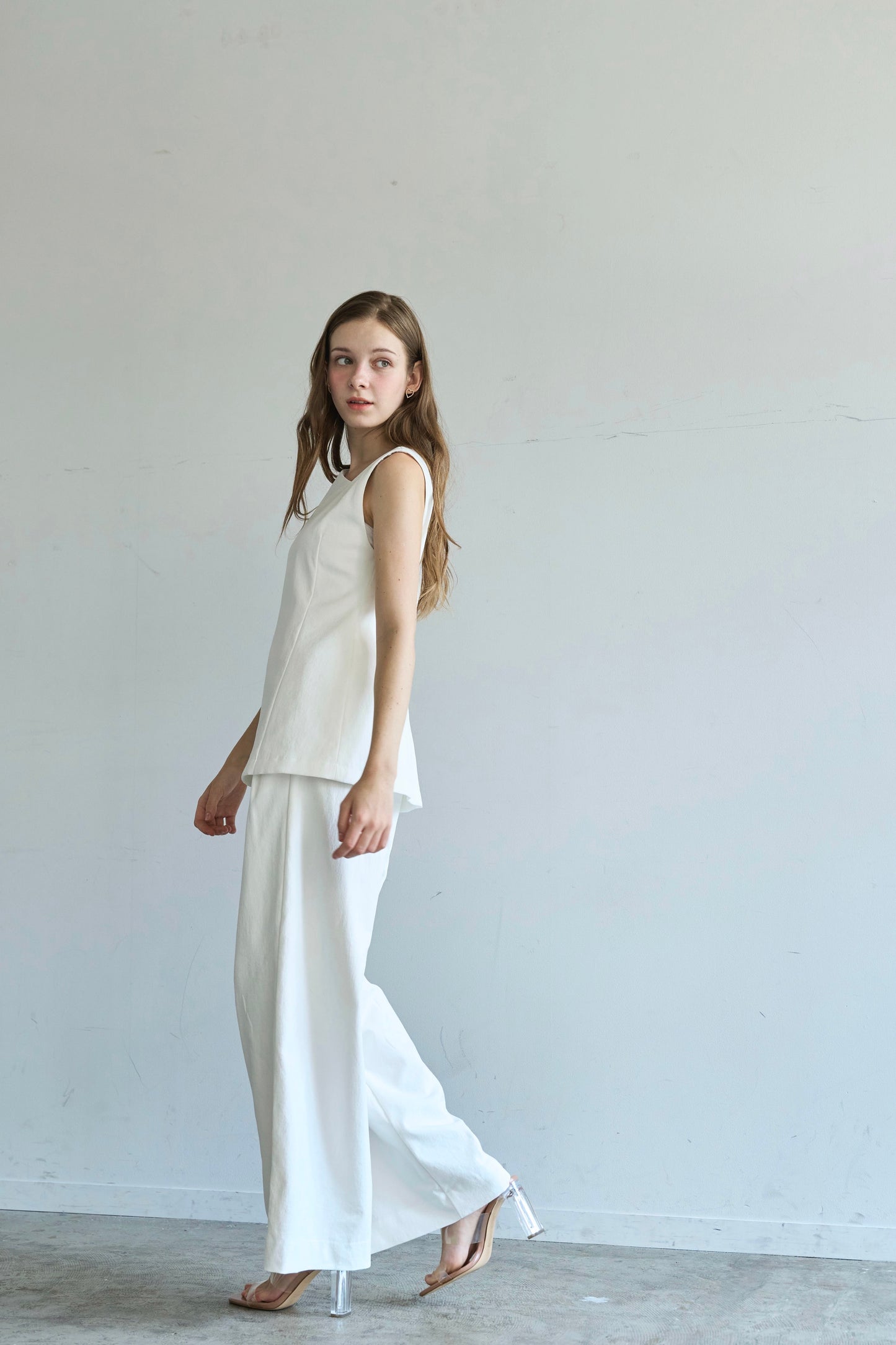 Lady linen like pants(White)