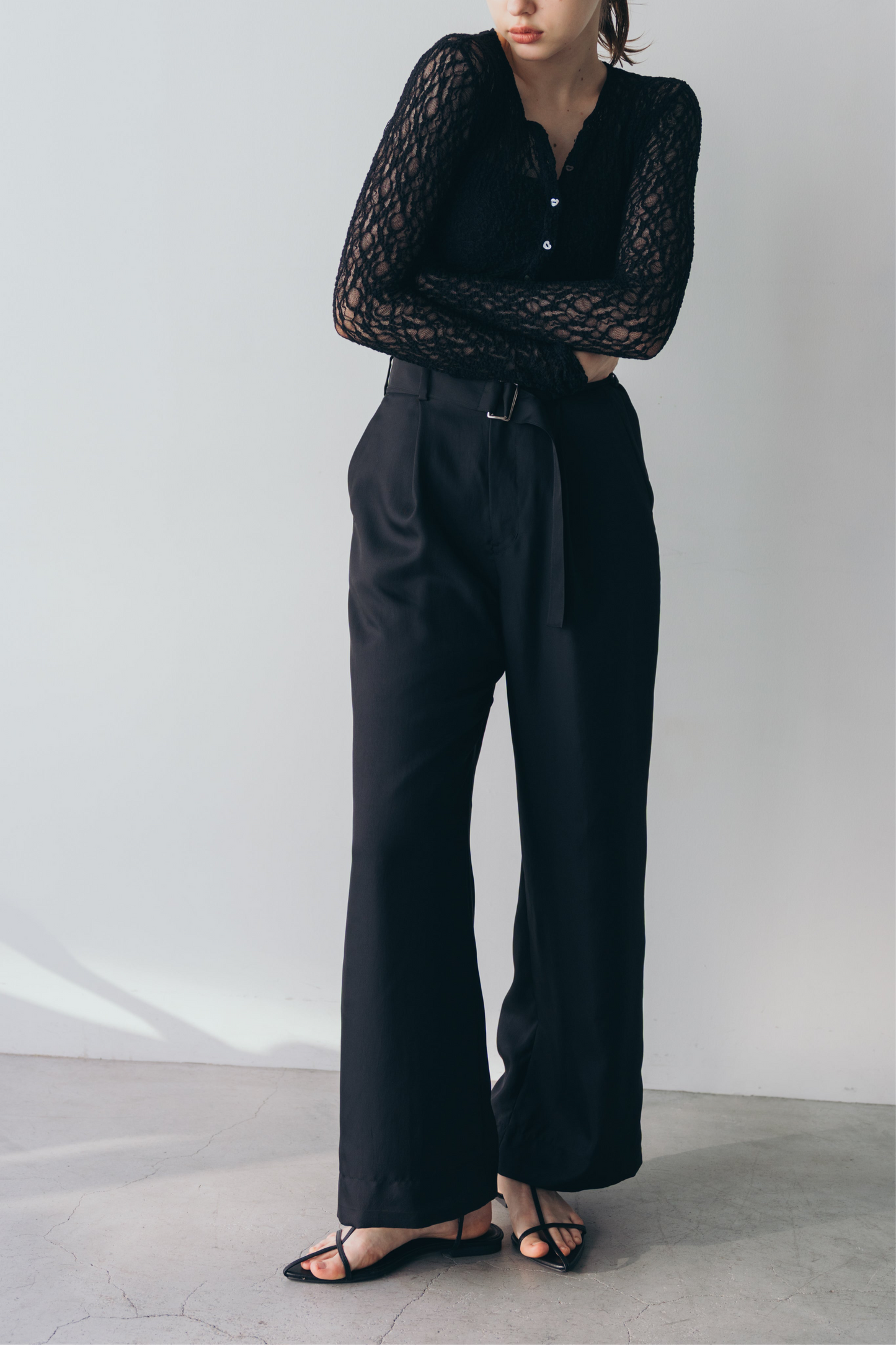 Satin wide pants - Black