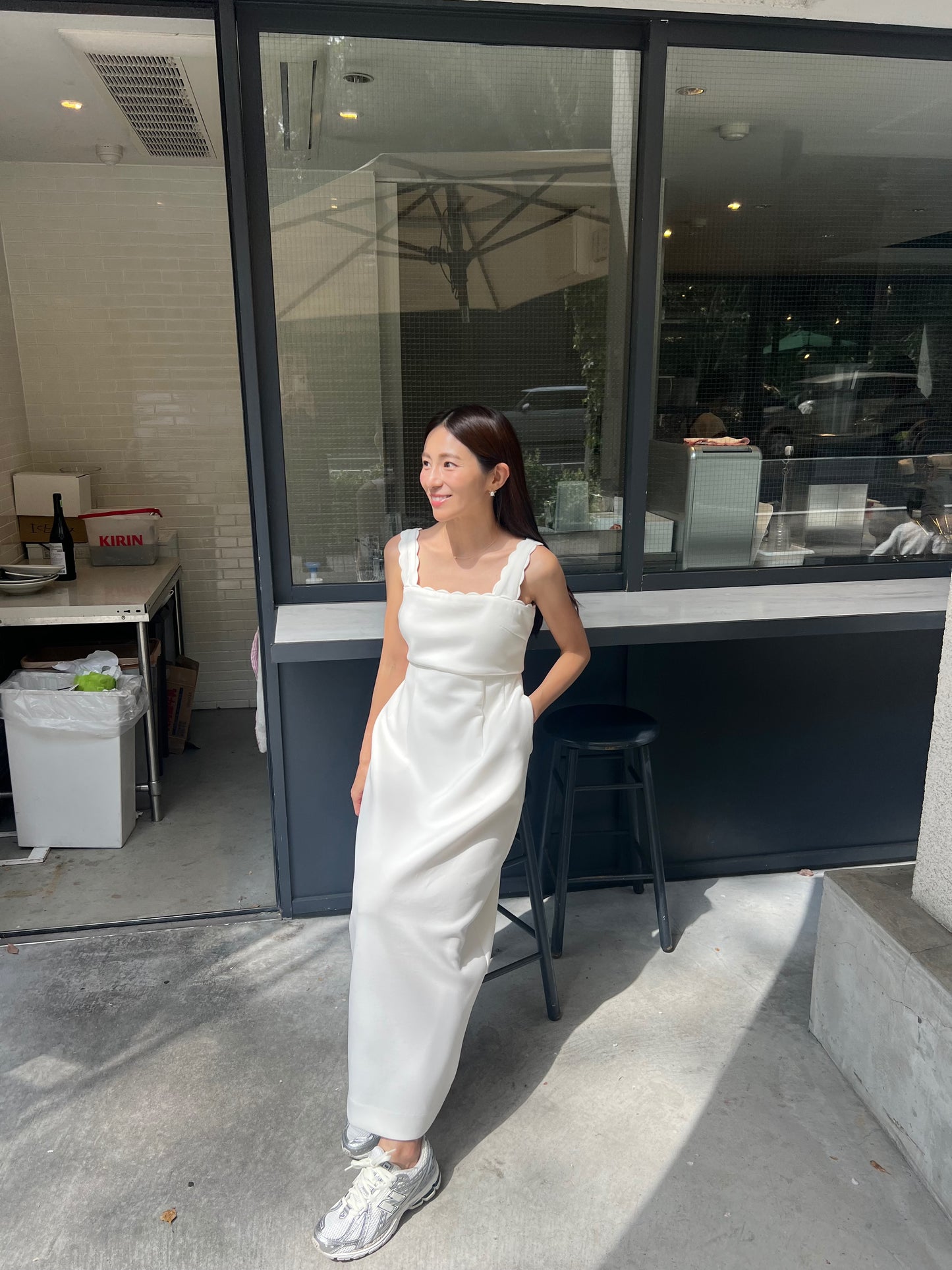 Lady scallop dress-White