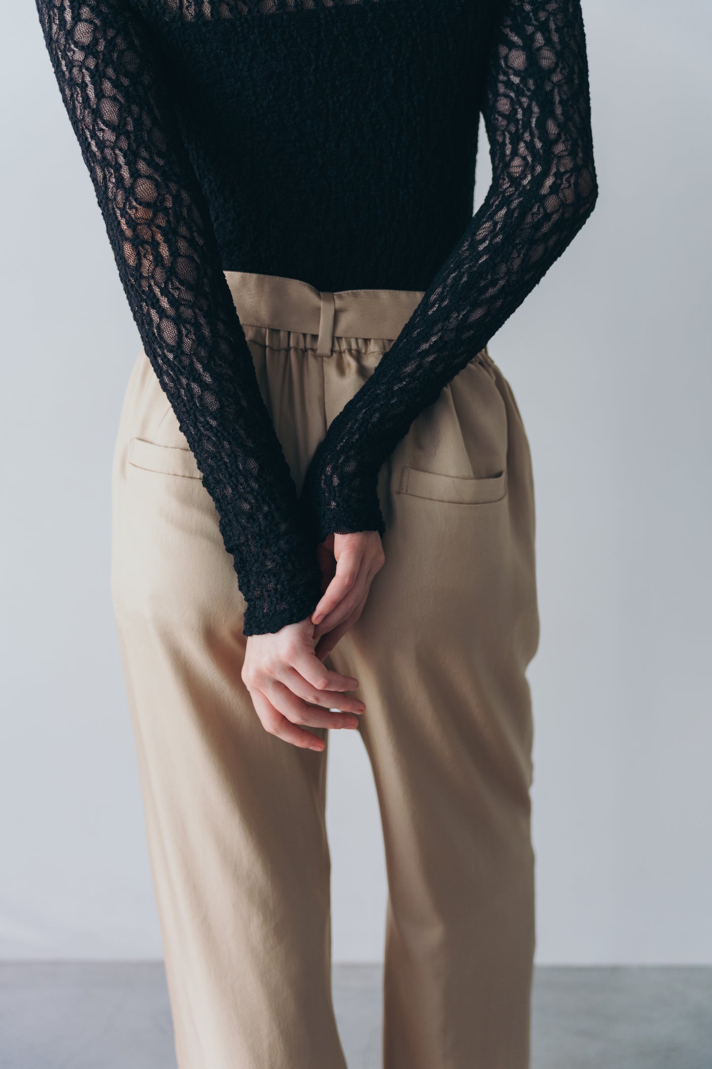 Satin wide pants - beige