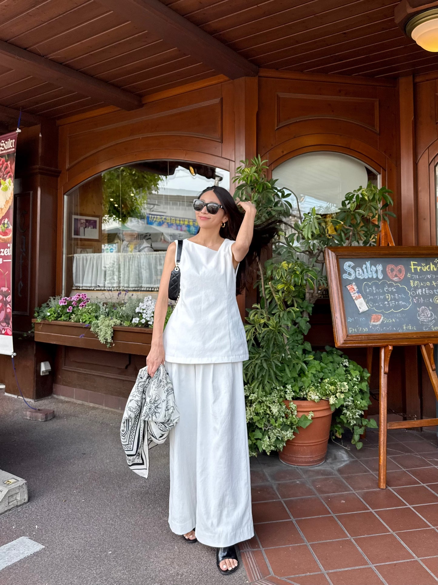 Lady linen like pants(White)