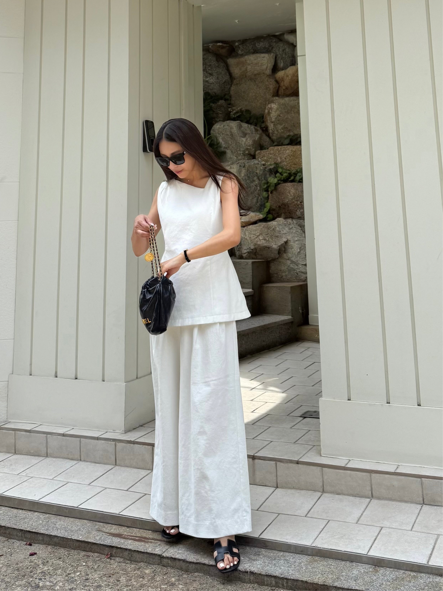 Lady linen like pants(White)