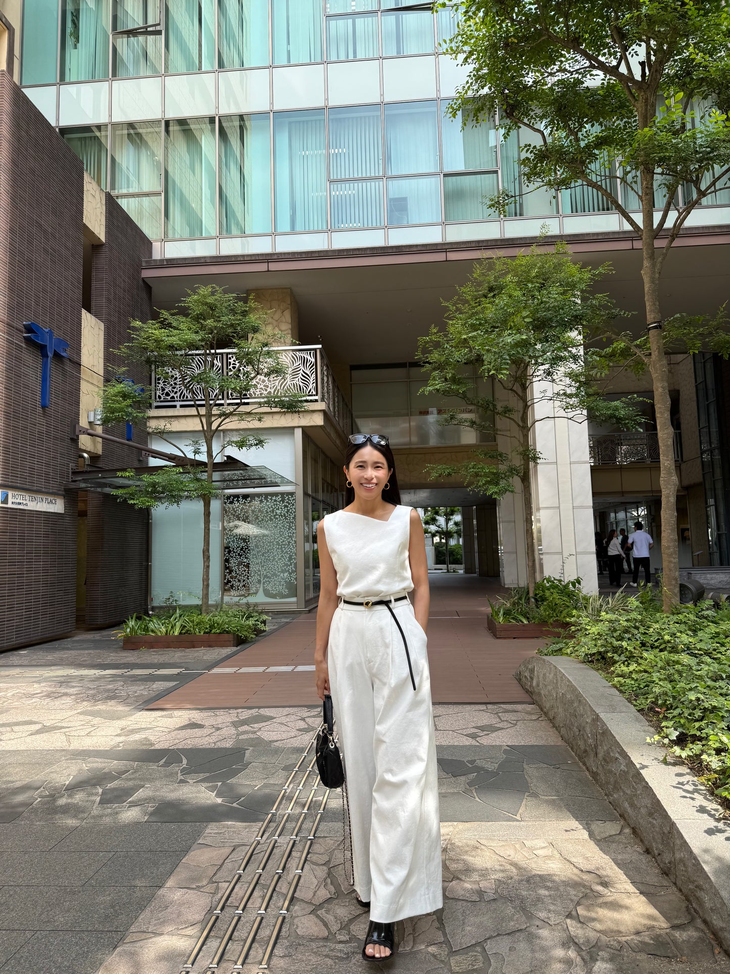 Lady linen like pants(White)