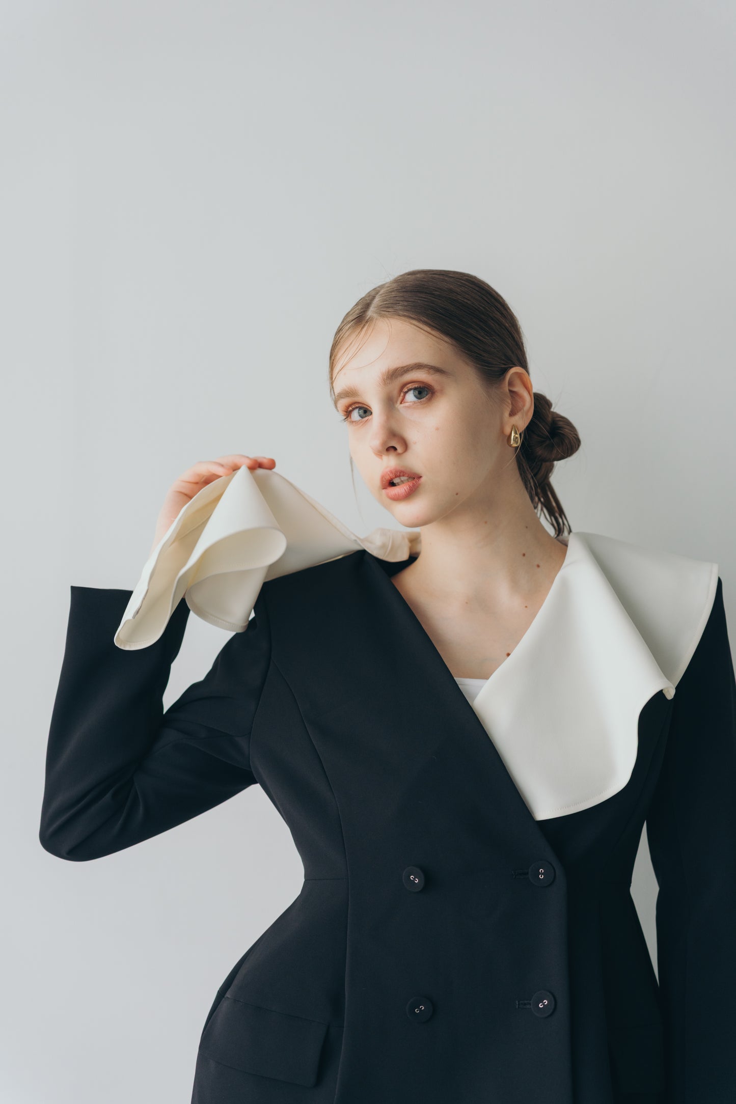 Ruffle 2way Peplum Jacket -Black