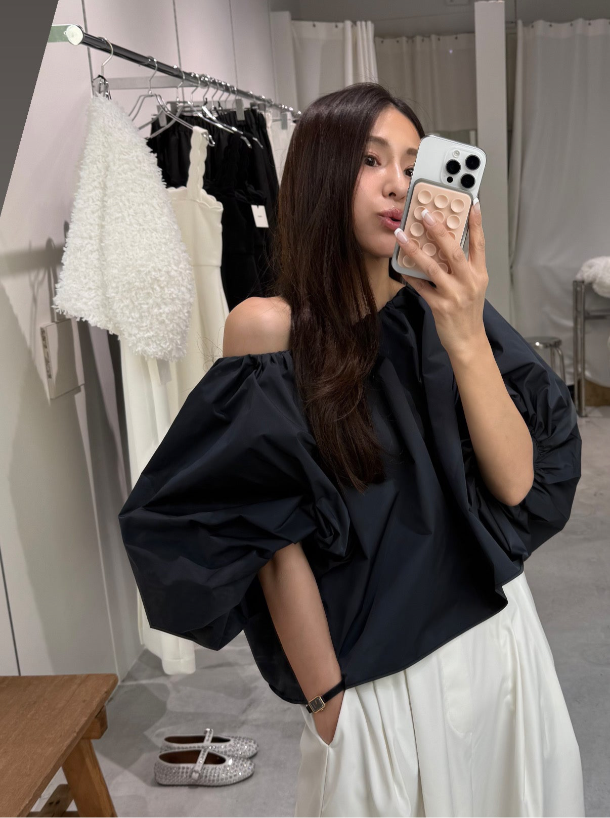 Otona whip off shoulder(Black)