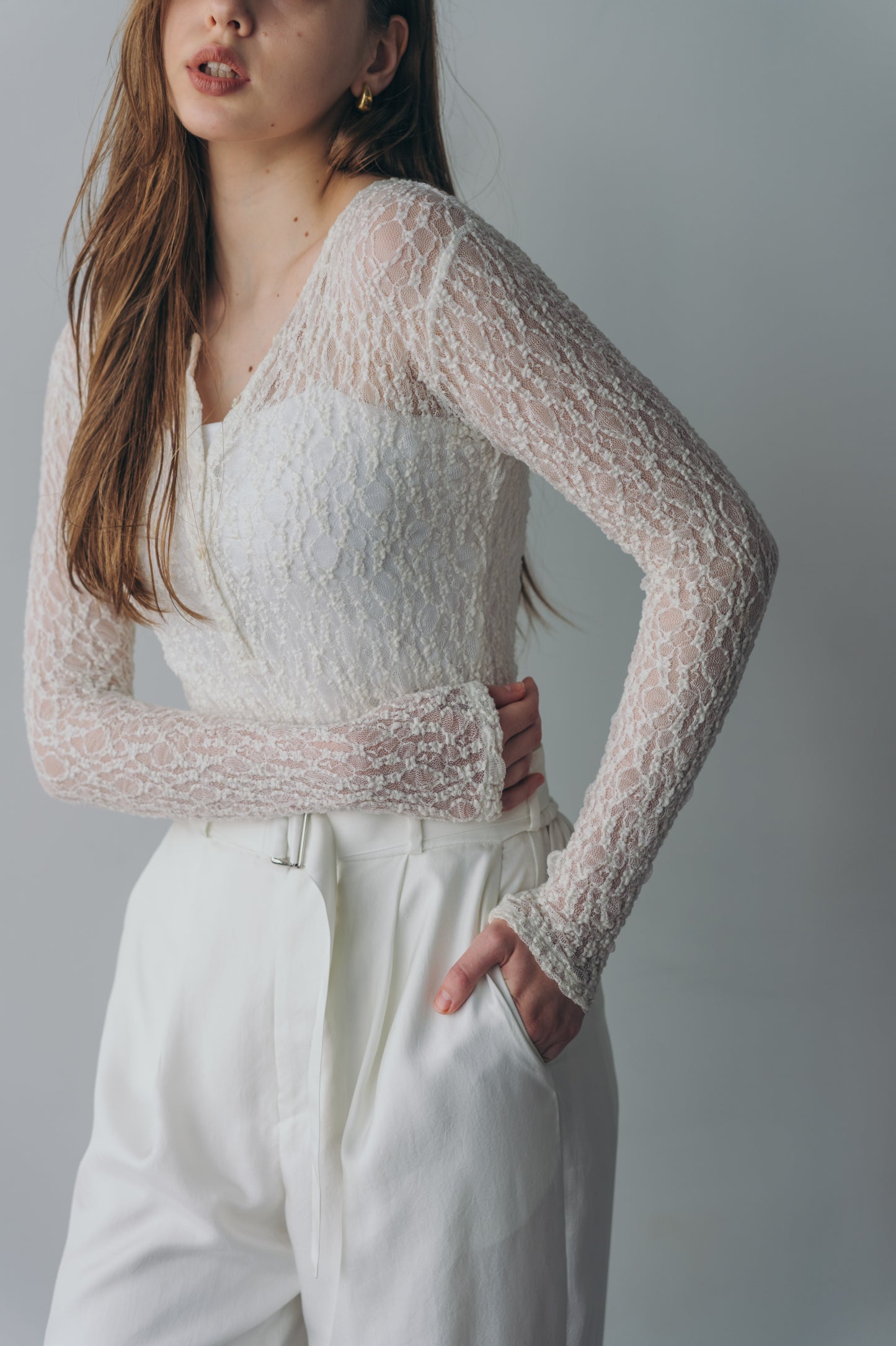 Lace body suit - White
