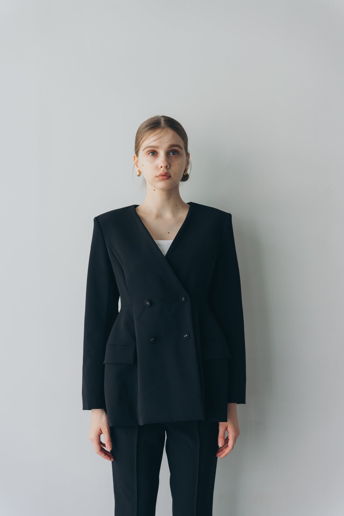 Ruffle 2way Peplum Jacket -Black