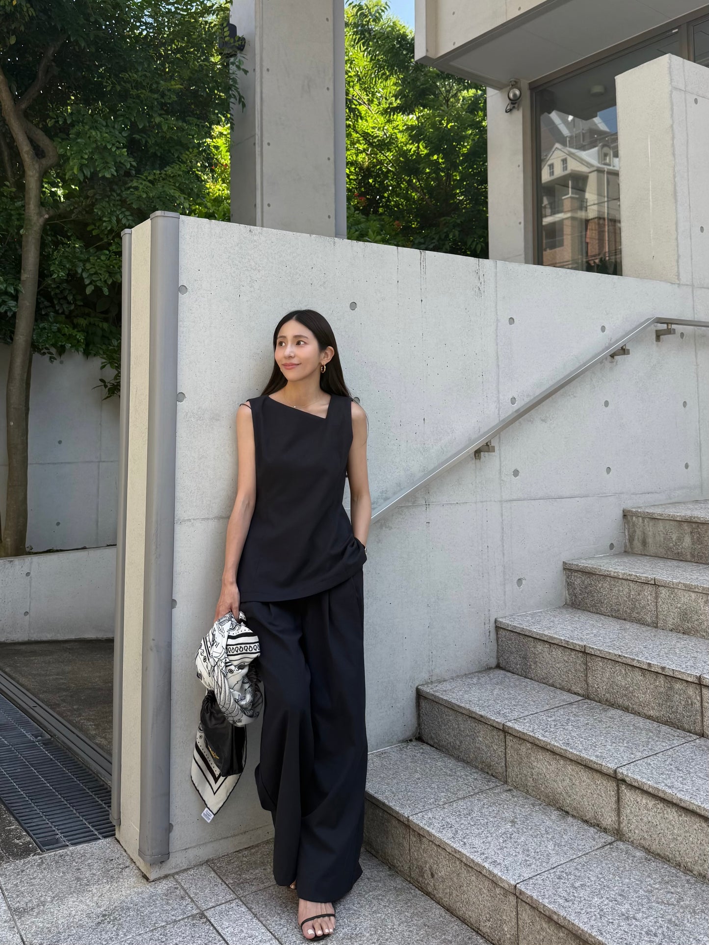 Lady linen like pants(Black)