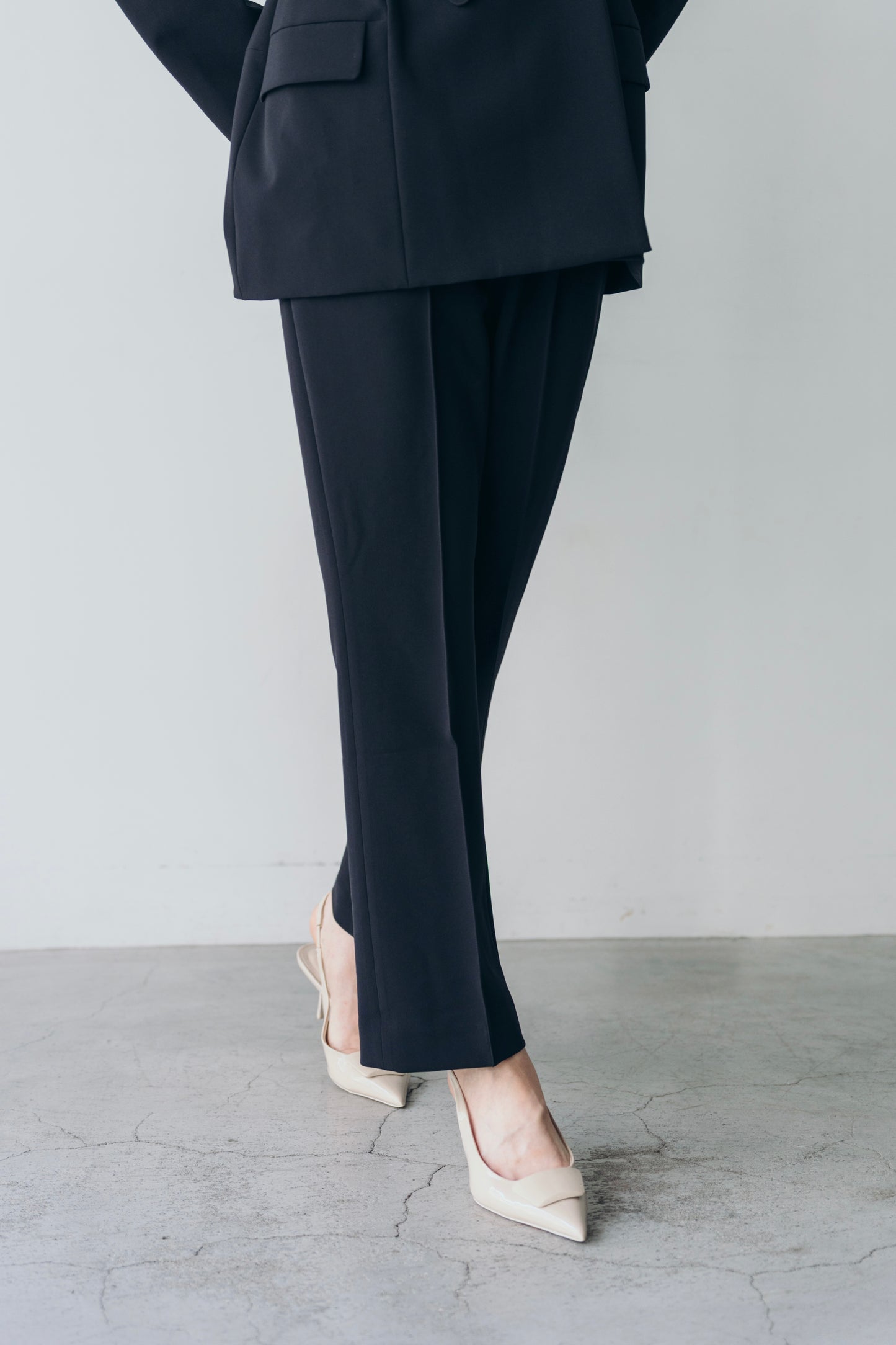 Ruffle 2way Peplum Jacket -Navy