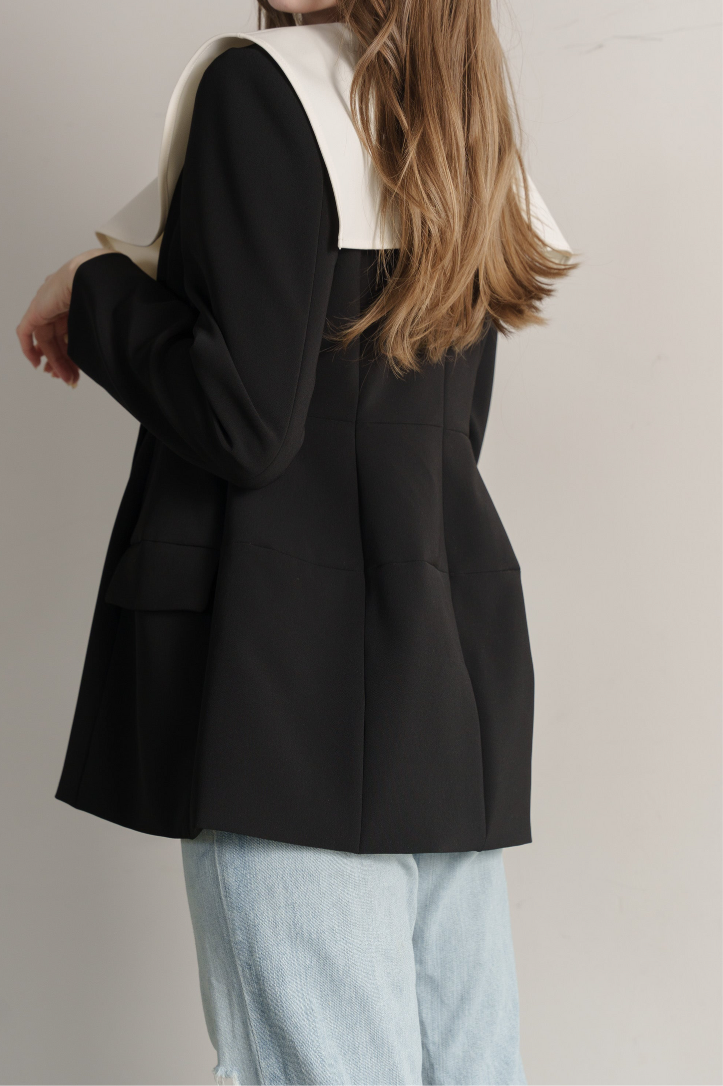 Ruffle 2way Peplum Jacket -Black