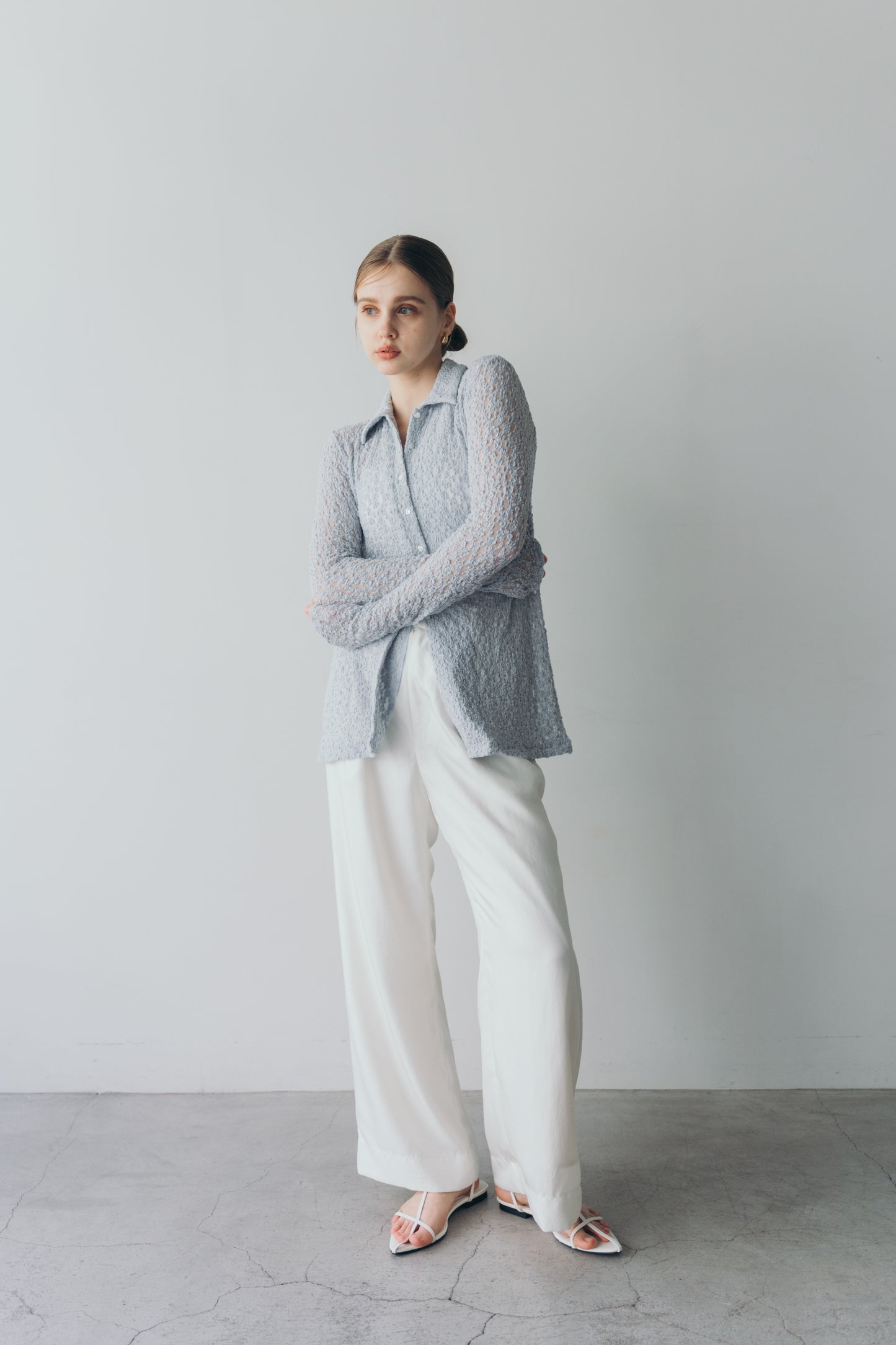 Lady lace shirt - Blue grey
