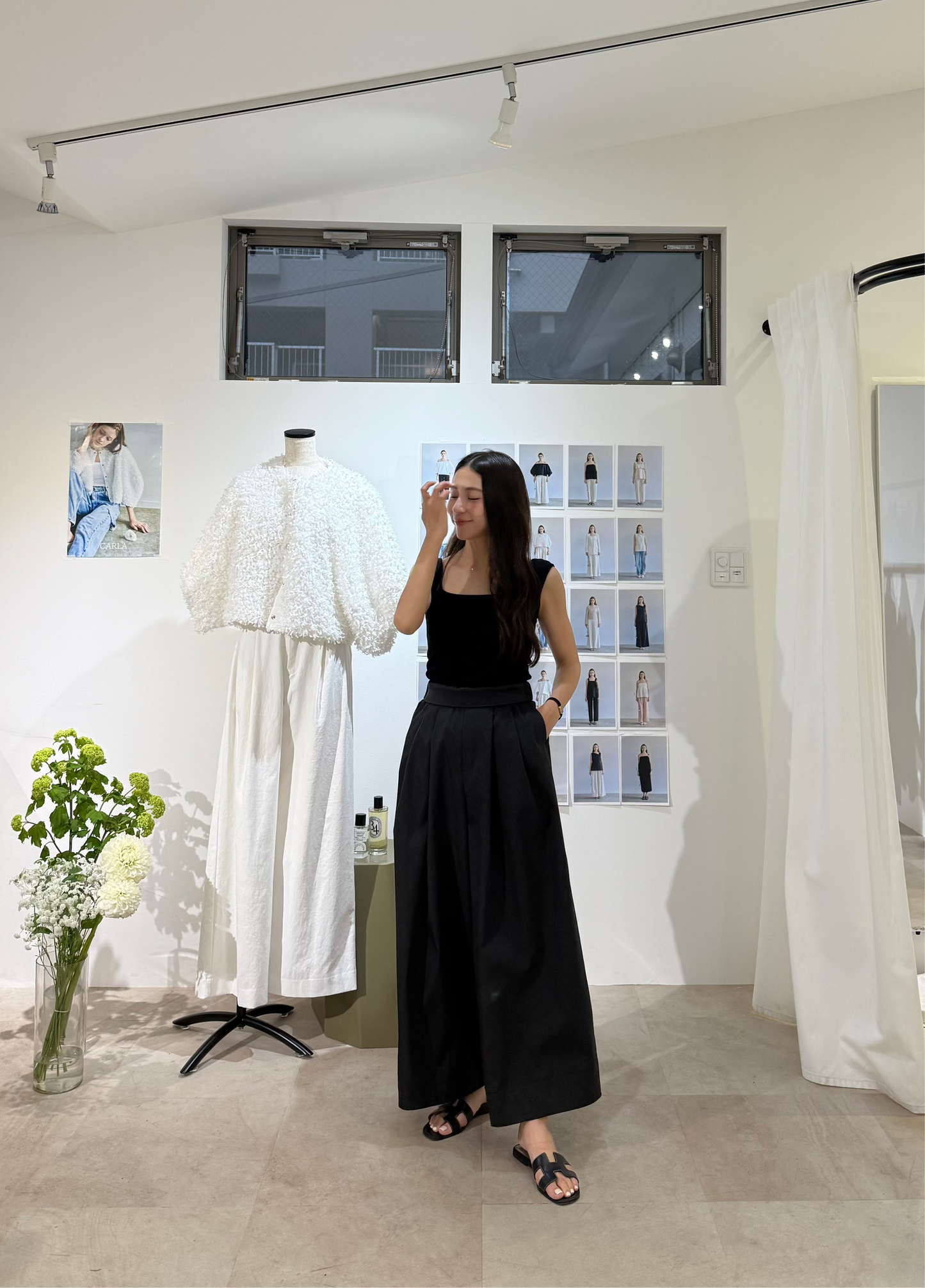 Easy 撥水 wide pants(Black)