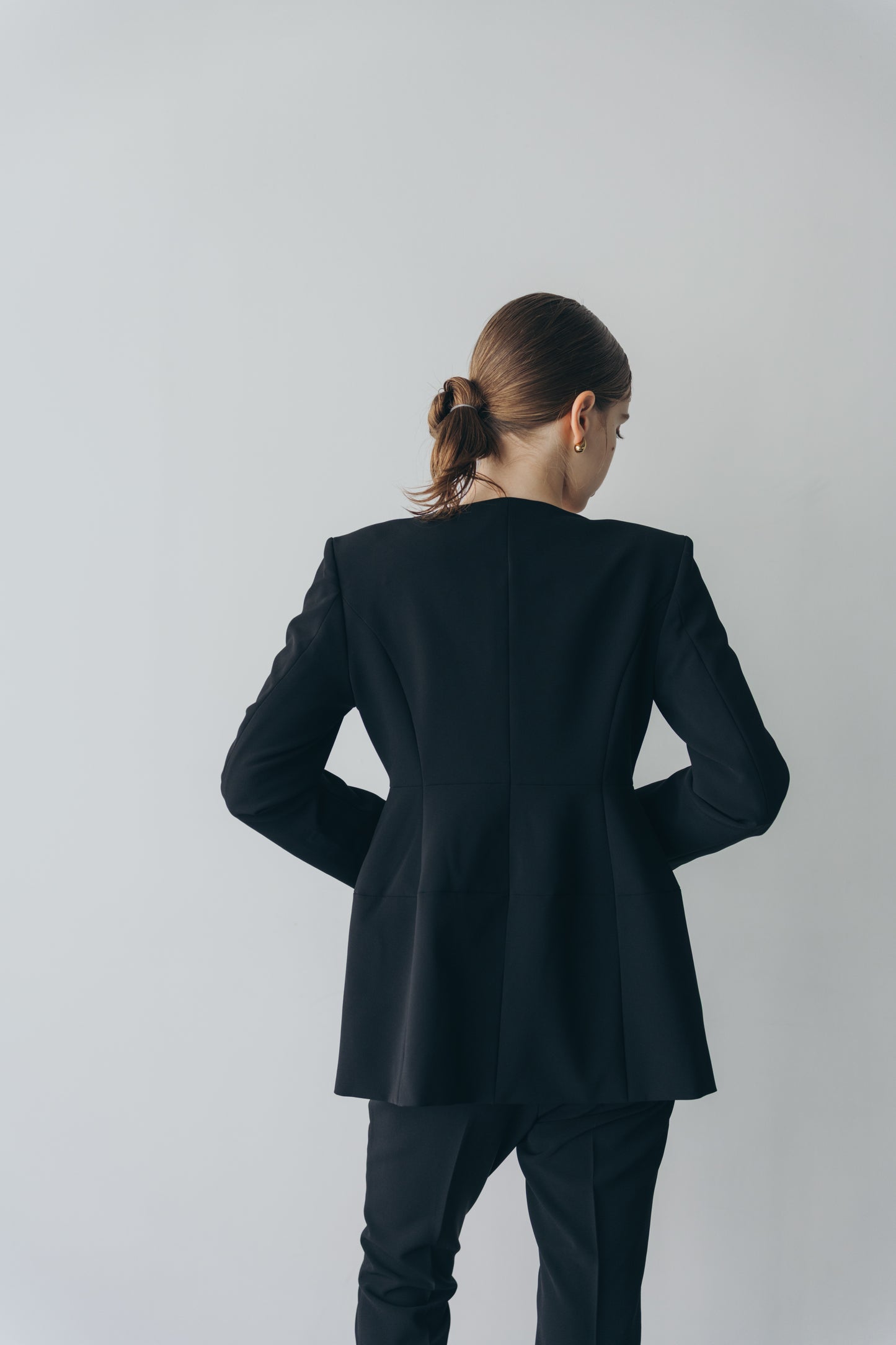 Ruffle 2way Peplum Jacket -Black