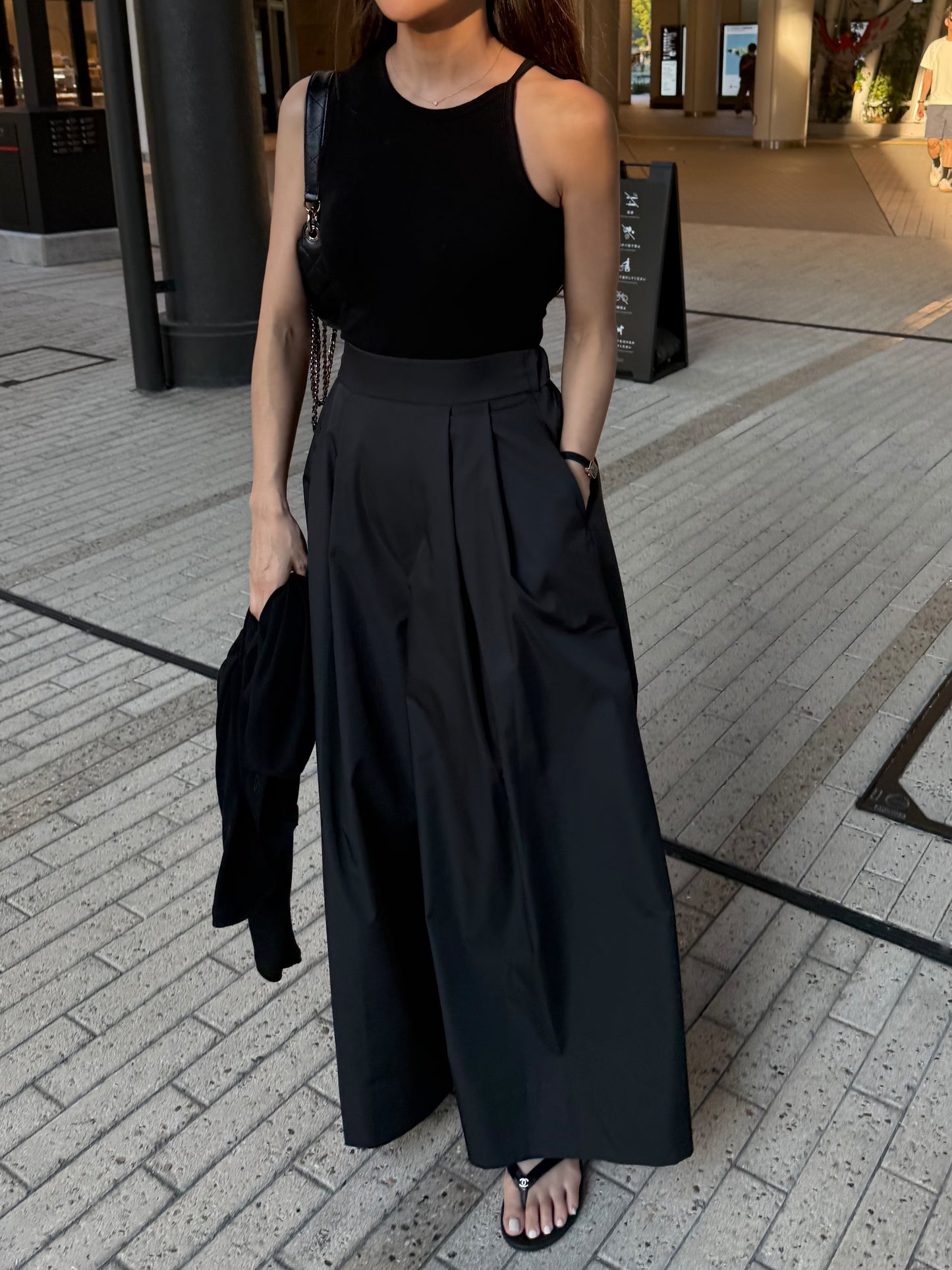 Easy 撥水 wide pants(Black)