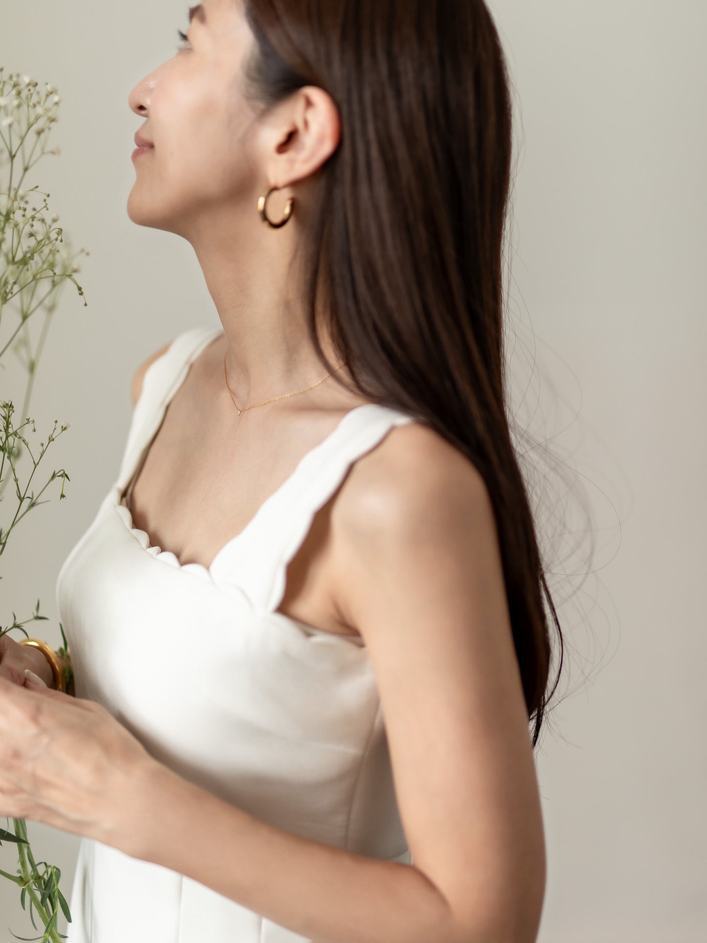 Lady scallop dress-White