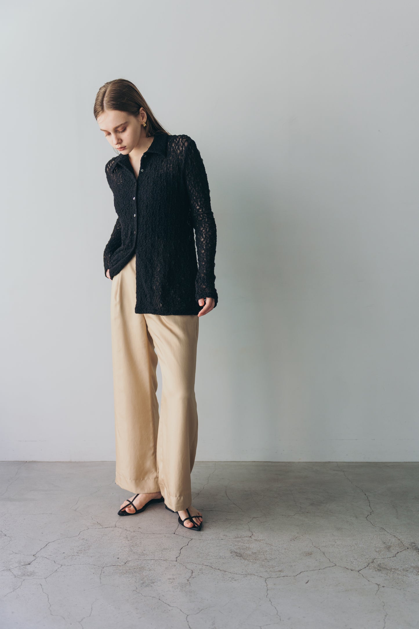 Satin wide pants - beige