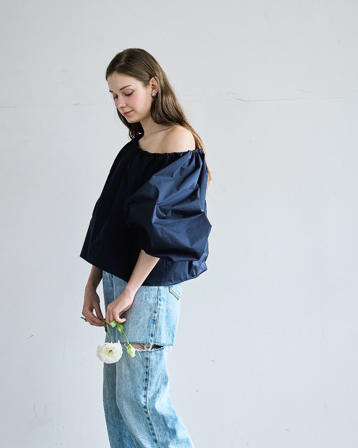 Otona whip off shoulder(Navy)