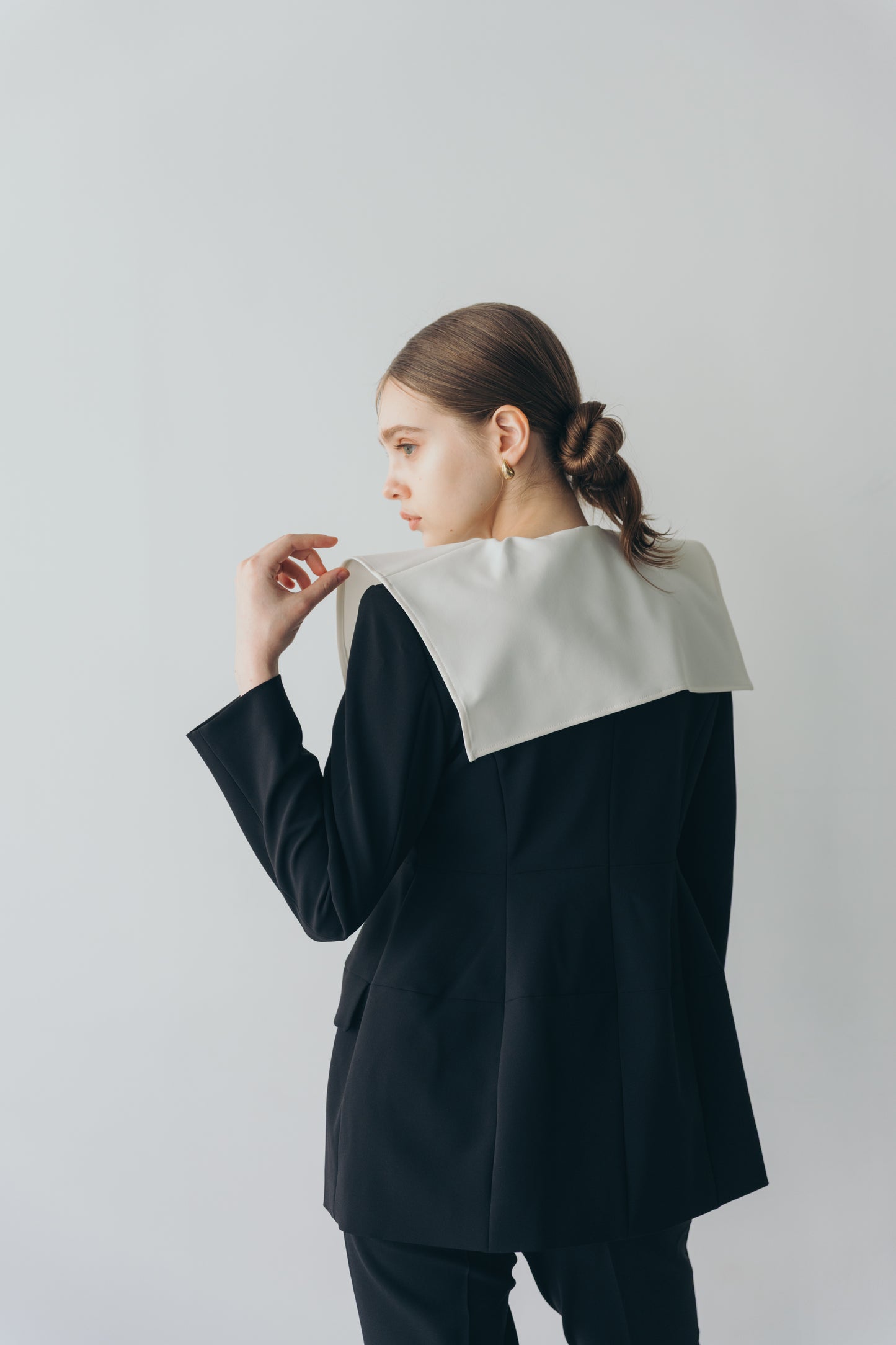 Ruffle 2way Peplum Jacket -Black