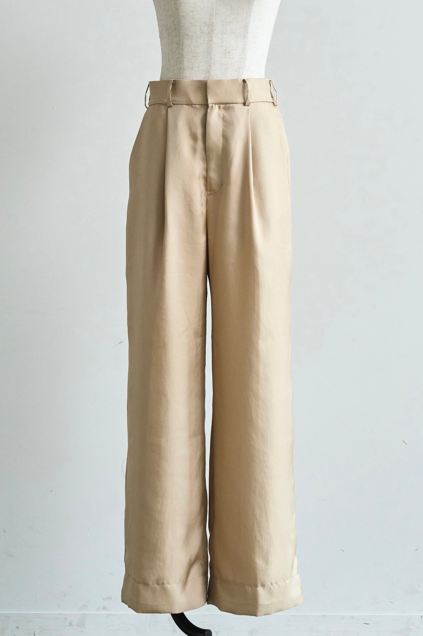 Satin wide pants - beige