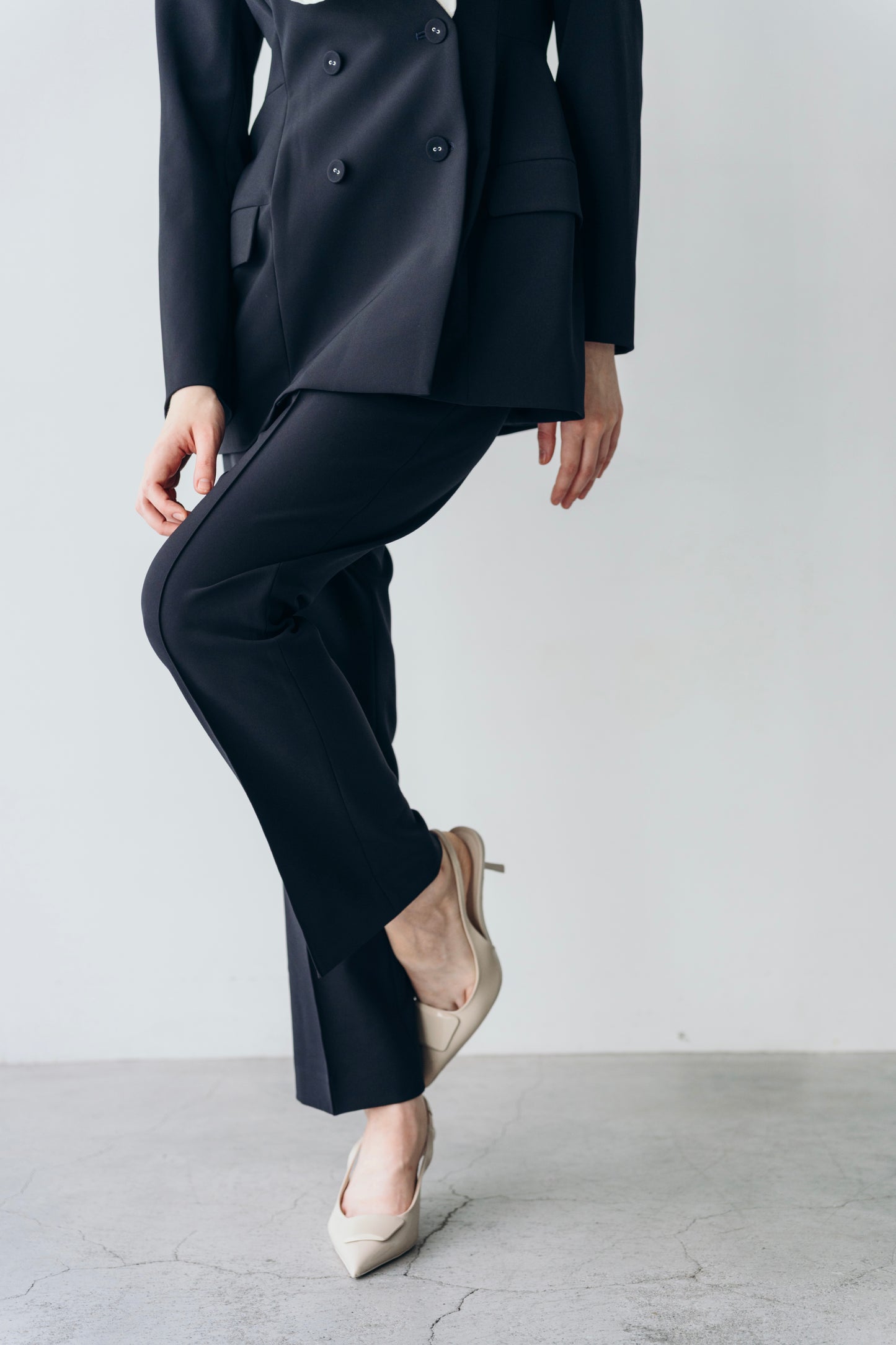 Ruffle 2way Peplum Jacket -Navy