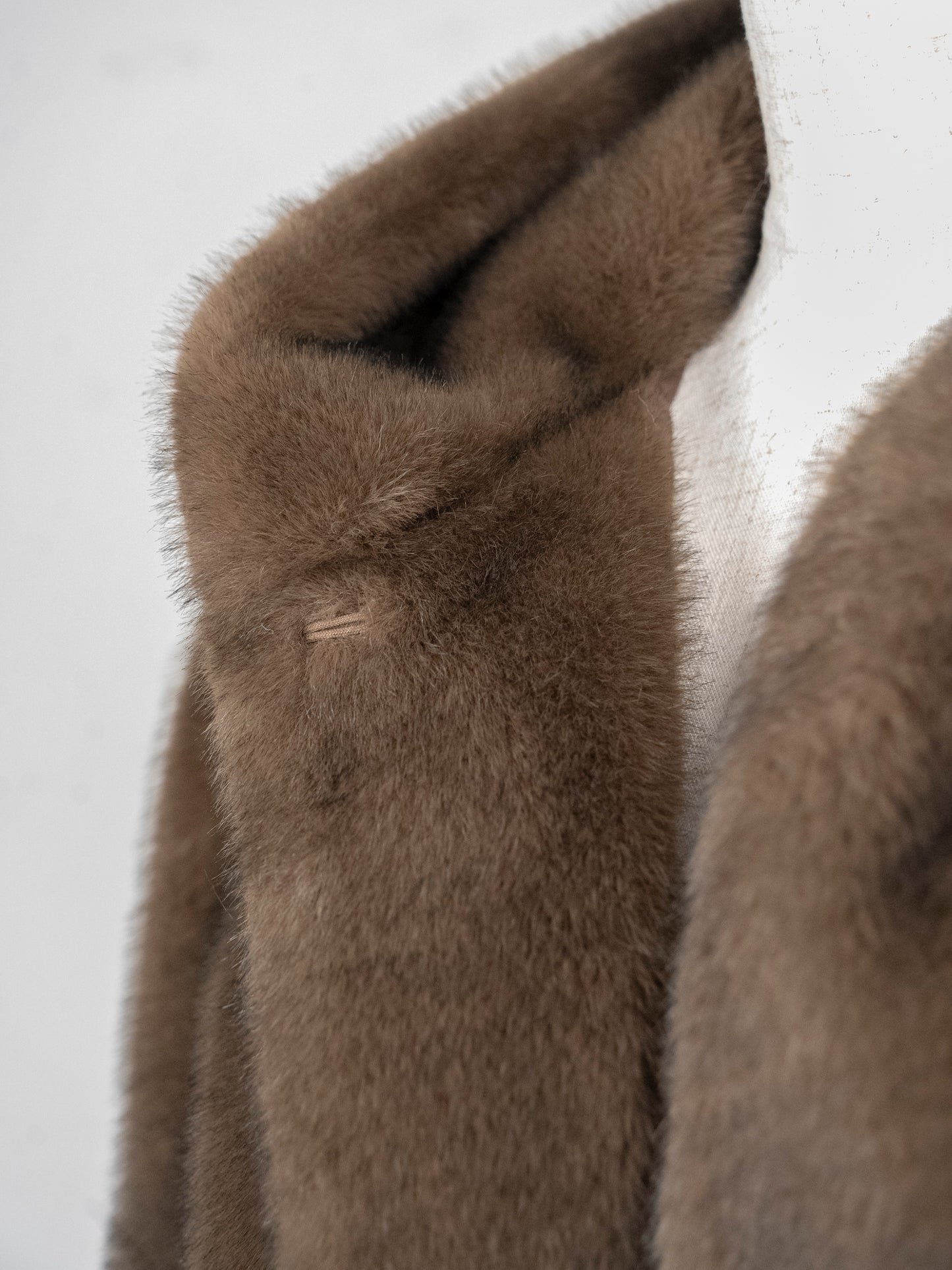 Eco fur hood coat / brown