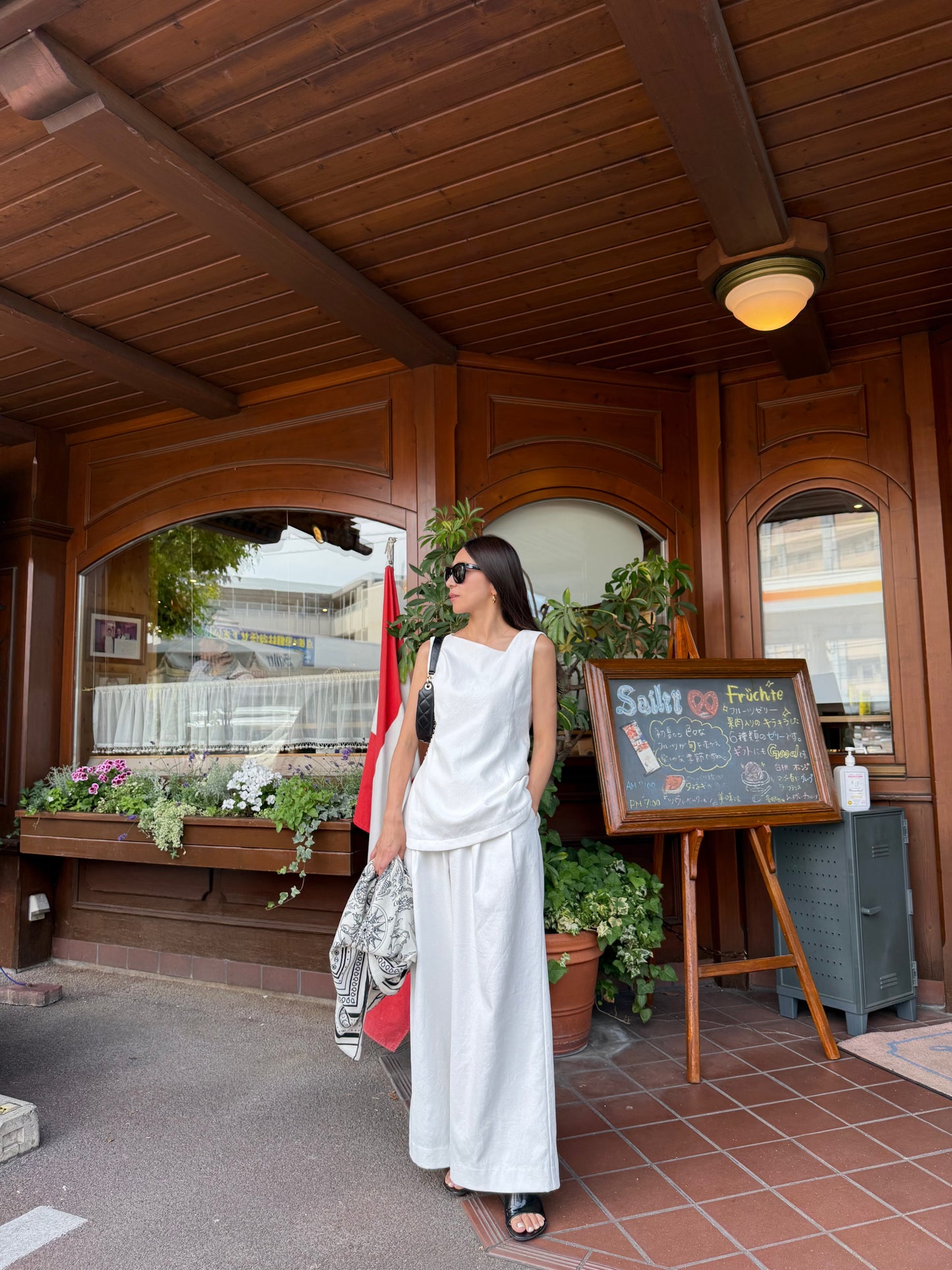 Lady linen like pants(White)