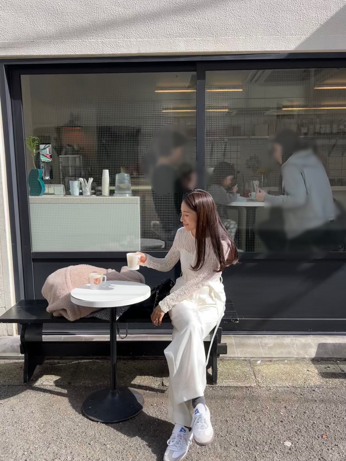 Satin wide pants - White