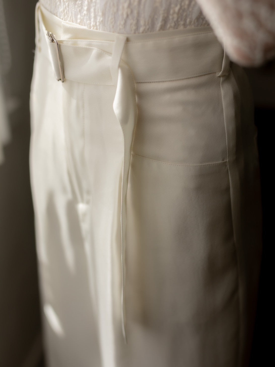 Satin wide pants - White