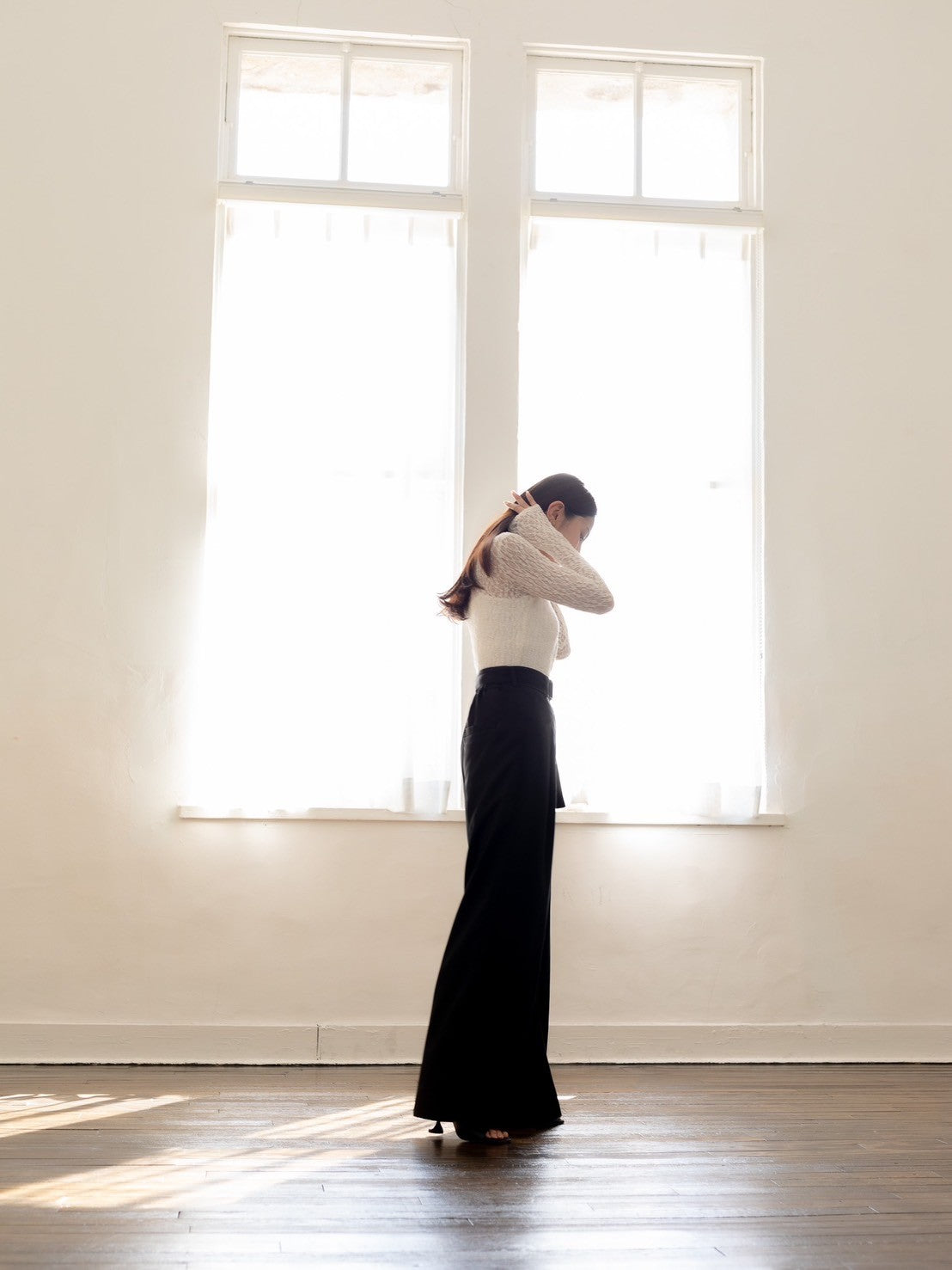 Satin wide pants - Black