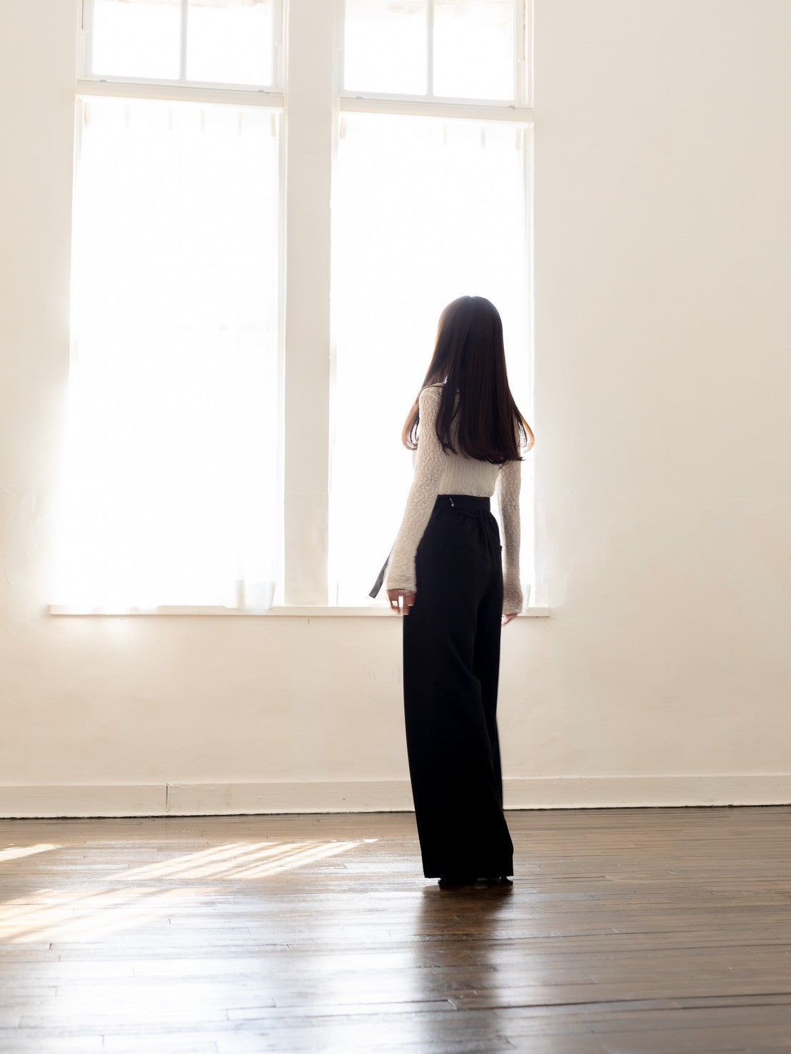 Satin wide pants - Black