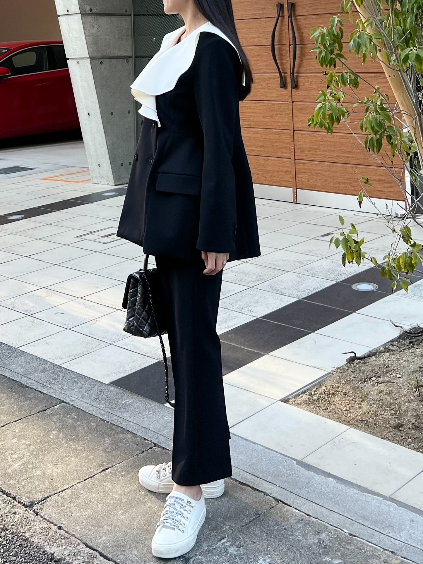 Ruffle 2way Peplum Jacket -Black