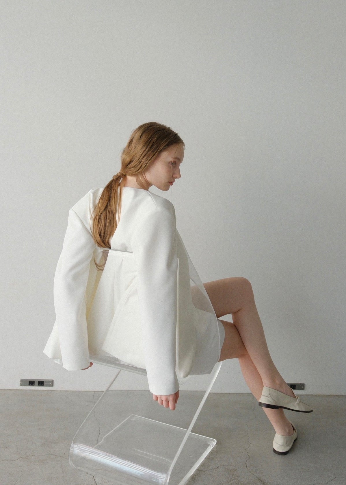 Lady organdy layered jacket / white