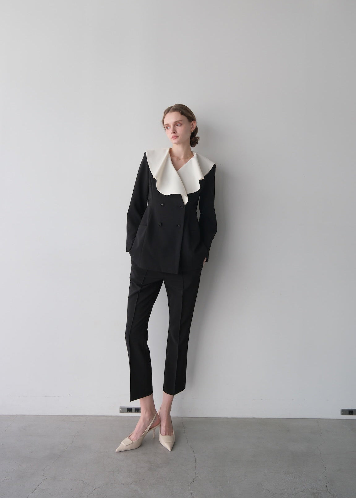 【Pre order】 Ruffle 2way Peplum Jacket -Black