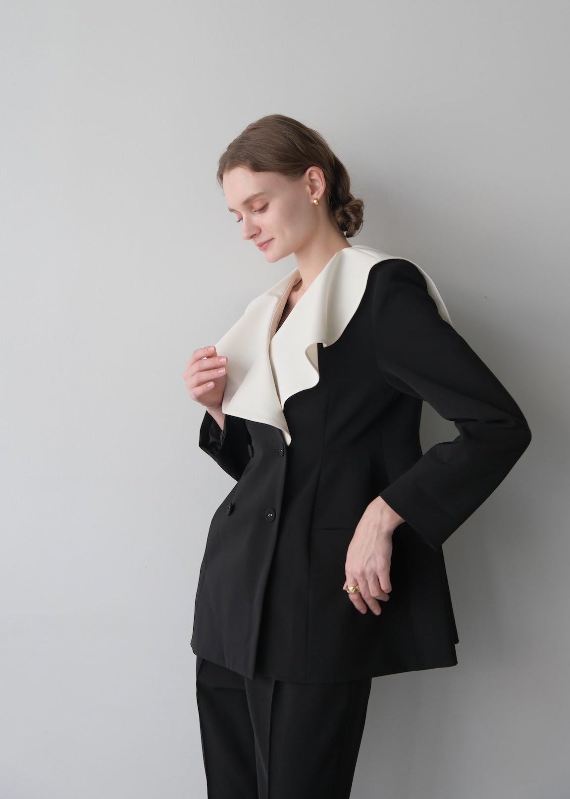 【Pre order】 Ruffle 2way Peplum Jacket -Black