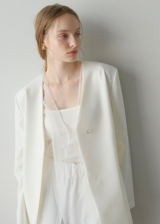 Lady organdy layered jacket / white
