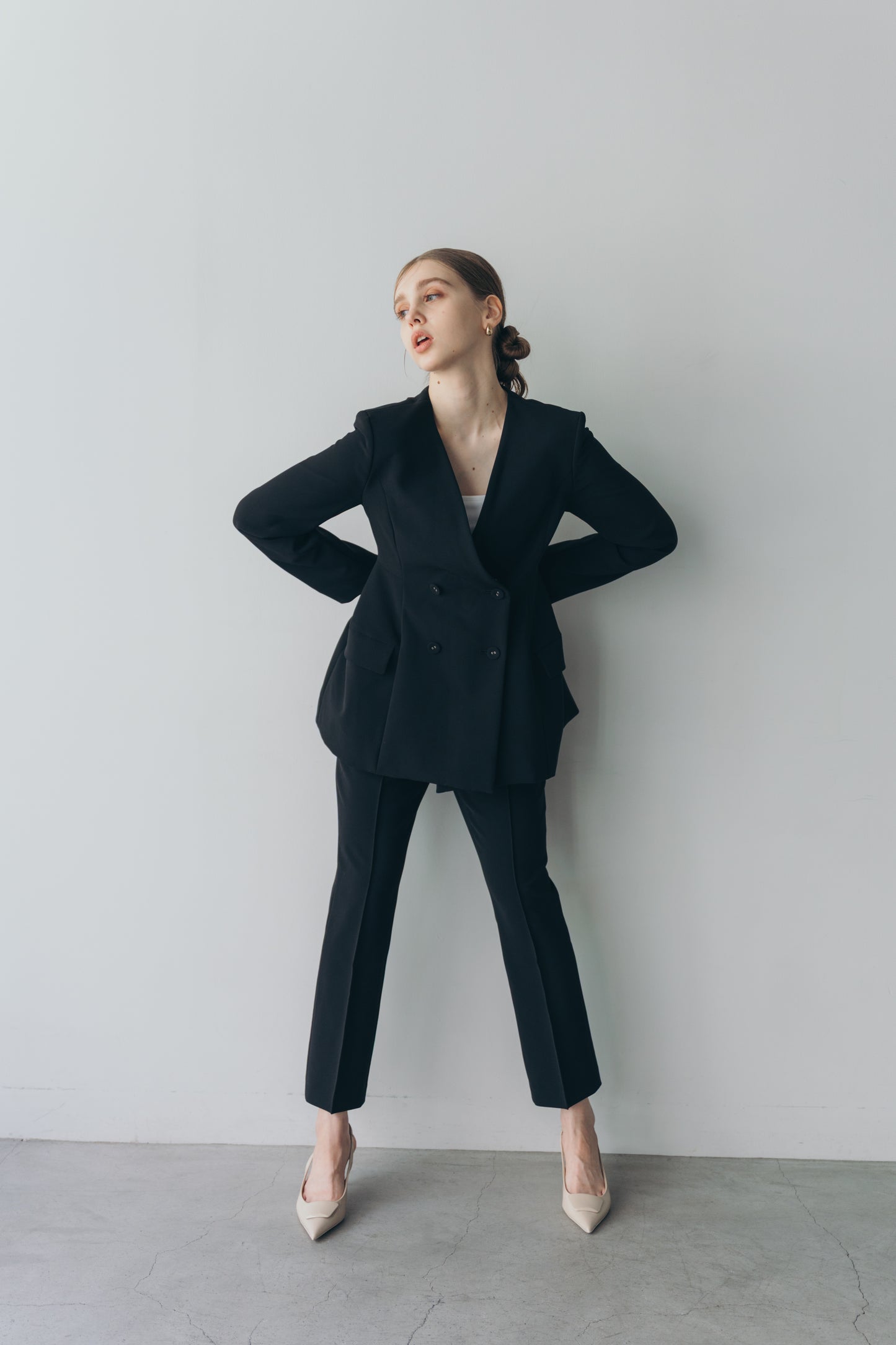 Ruffle 2way Peplum Jacket -Black