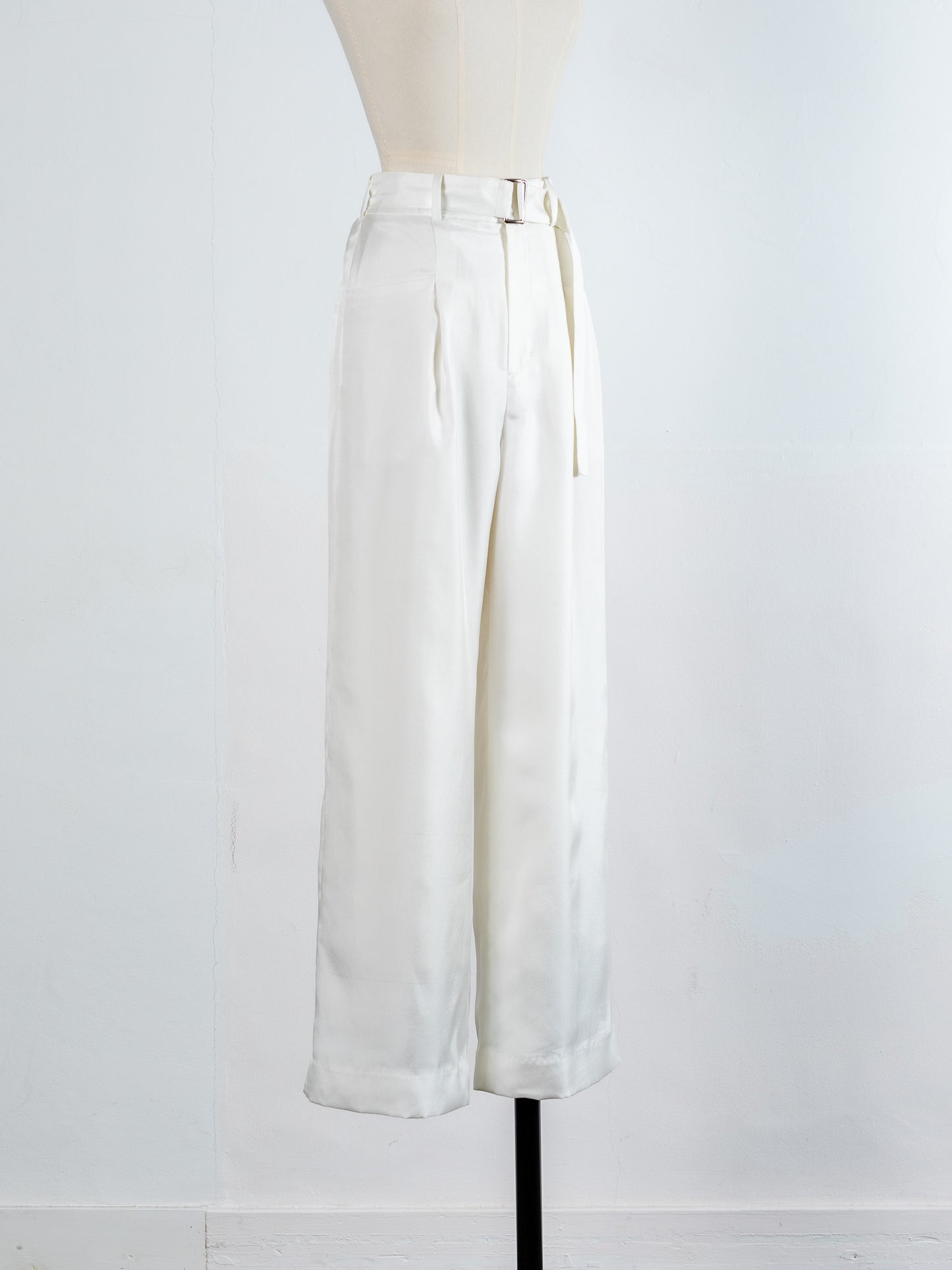 Satin wide pants - White