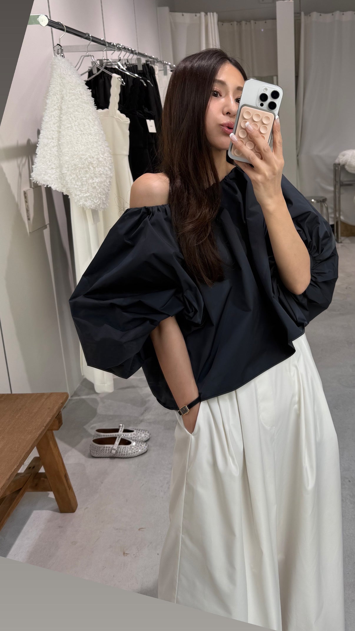 【予約】Otona whip off shoulder(Black)