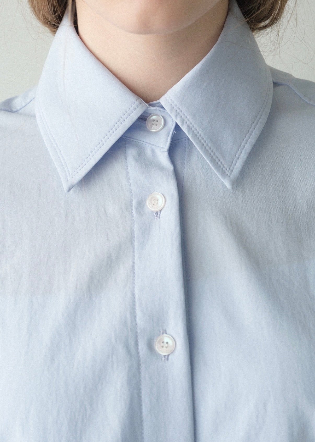 撥水 2way silky over shirt / pale blue